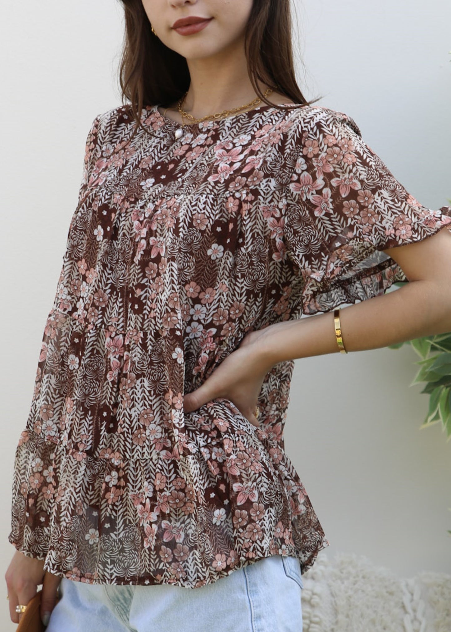 Short Sleeve Tiered Blouse