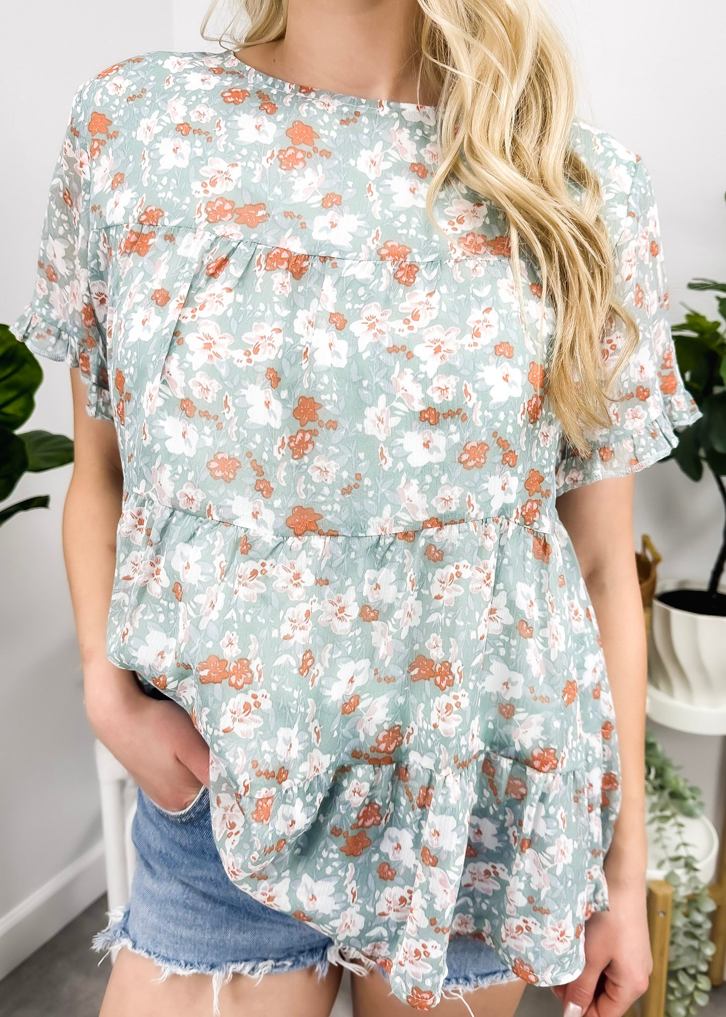 Short Sleeve Tiered Blouse