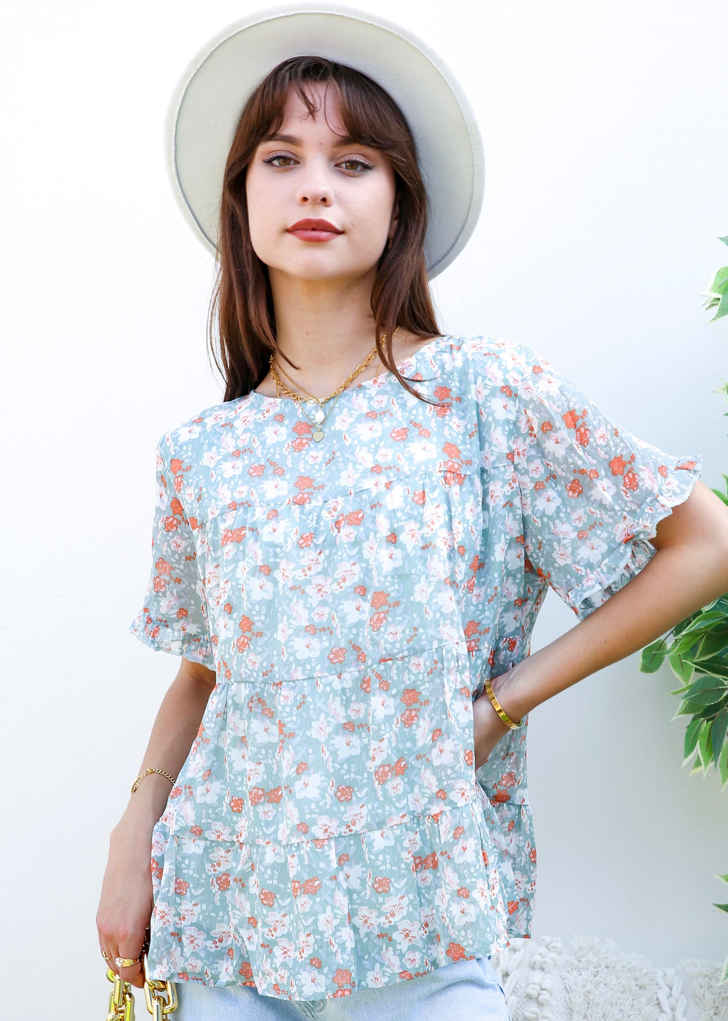 Short Sleeve Tiered Blouse