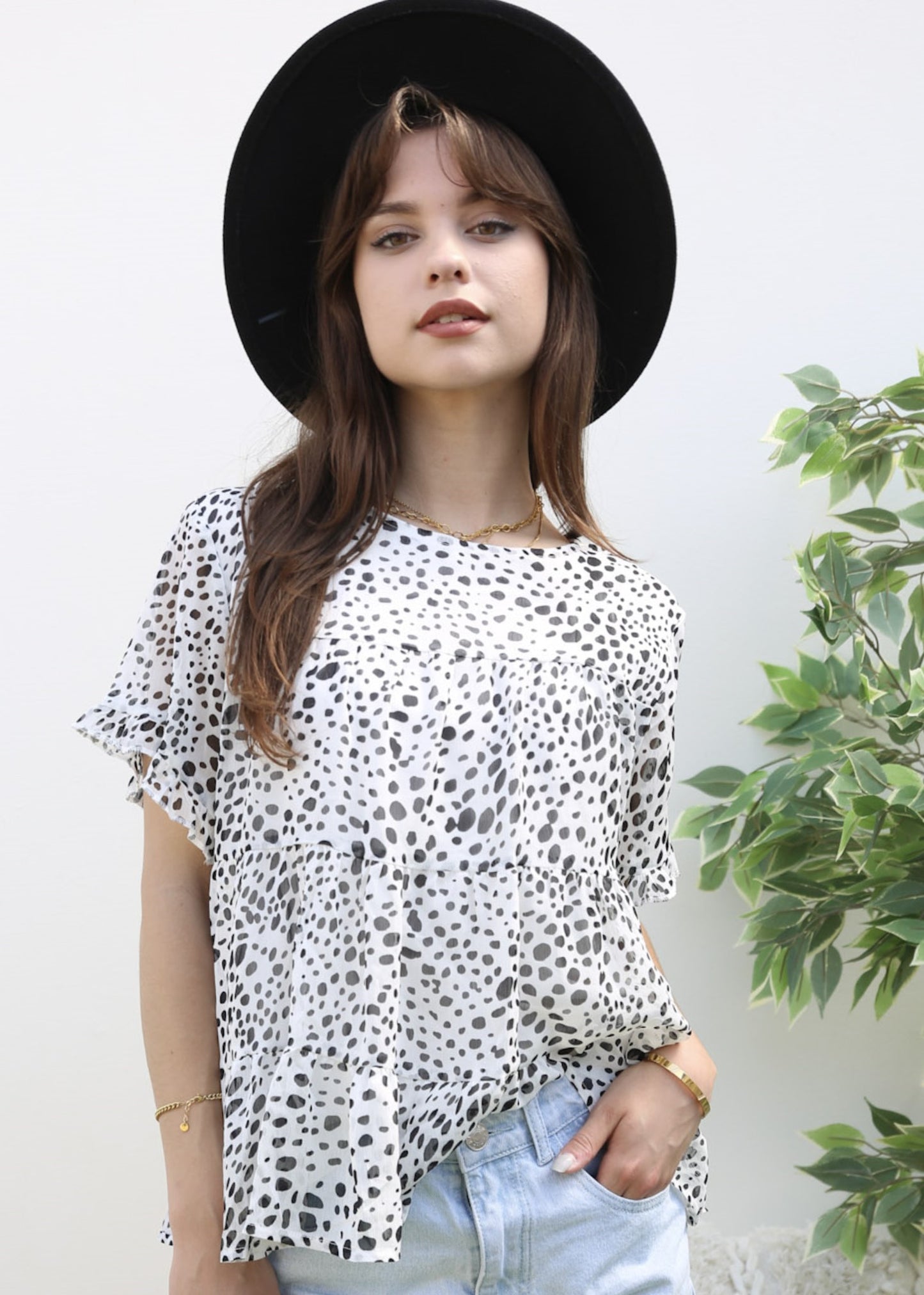 Short Sleeve Tiered Blouse