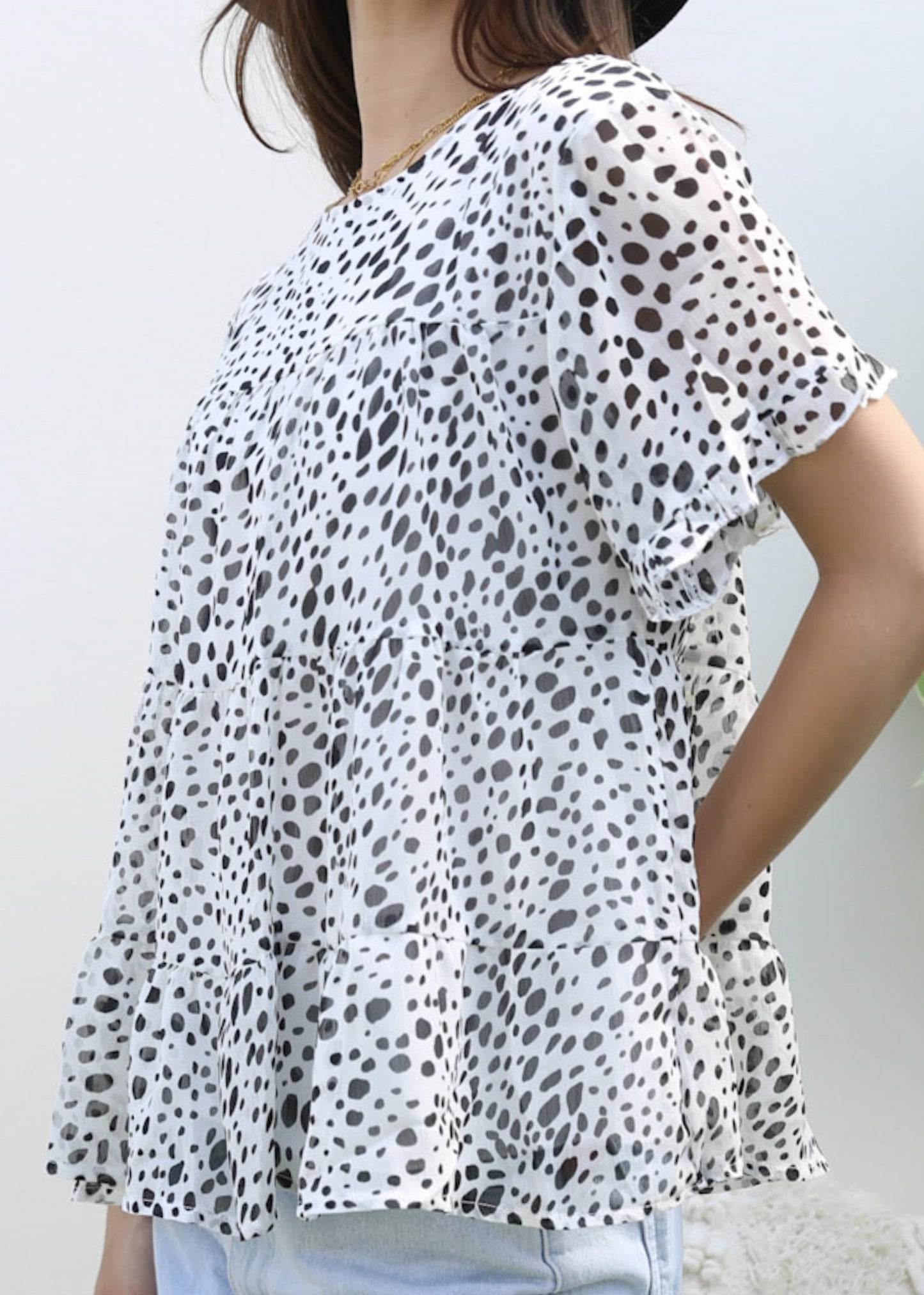Short Sleeve Tiered Blouse