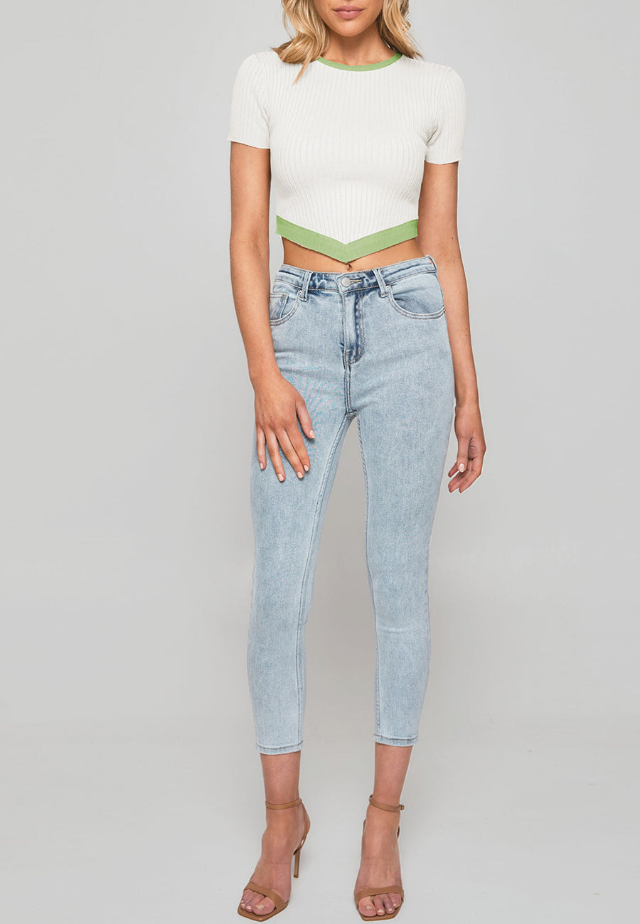 Contrast Triangle Hem Tee