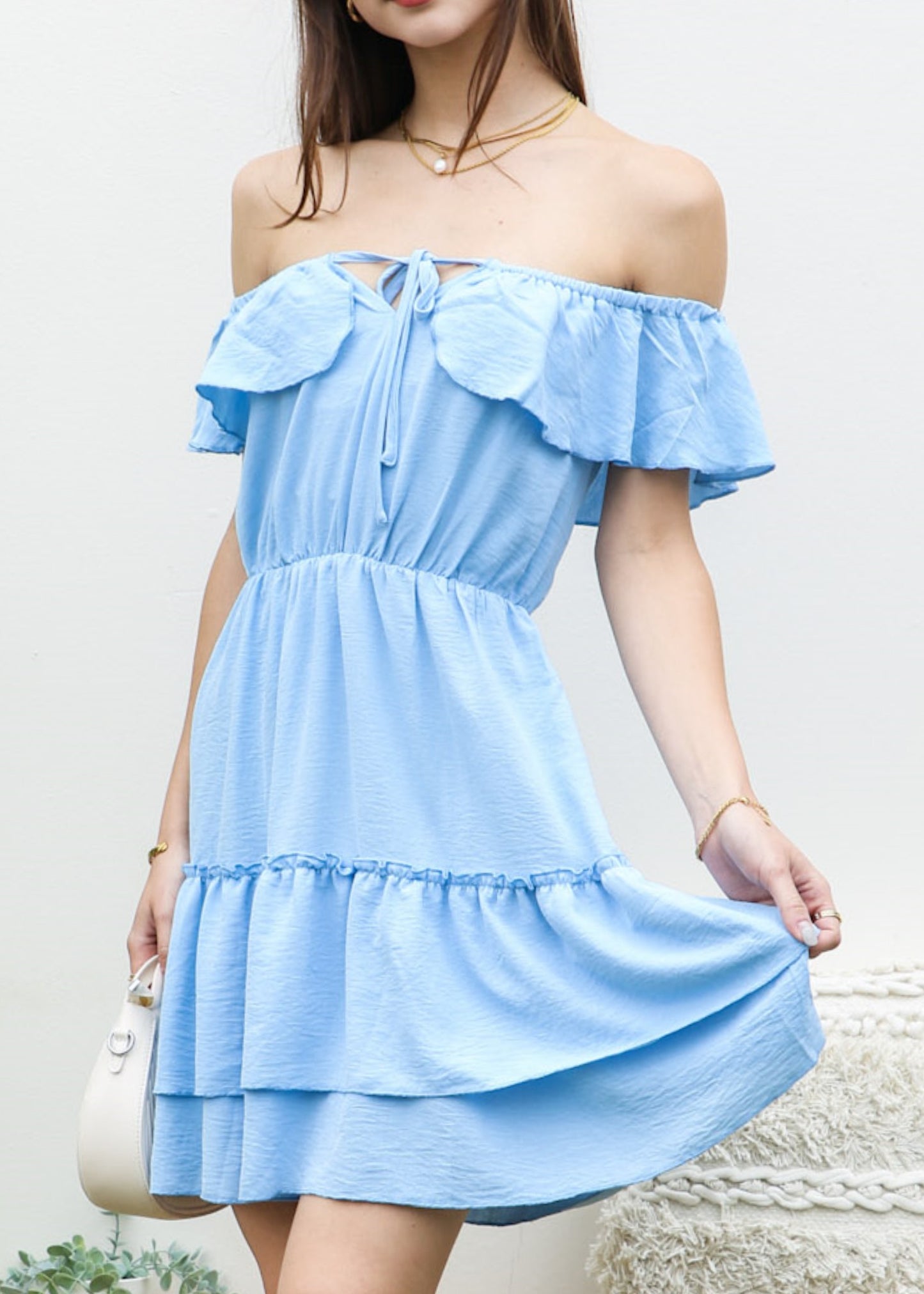Ruffle Off-Shoulder Tiered Dress