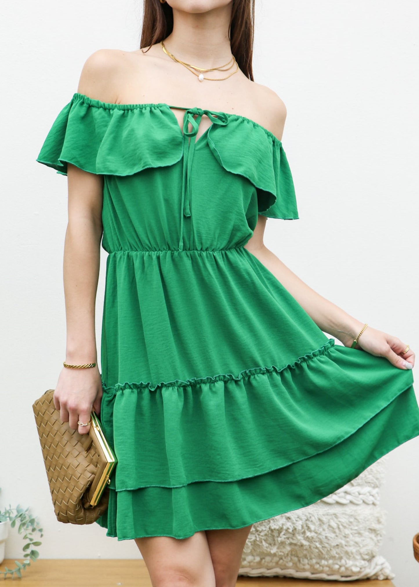 Ruffle Off-Shoulder Tiered Dress