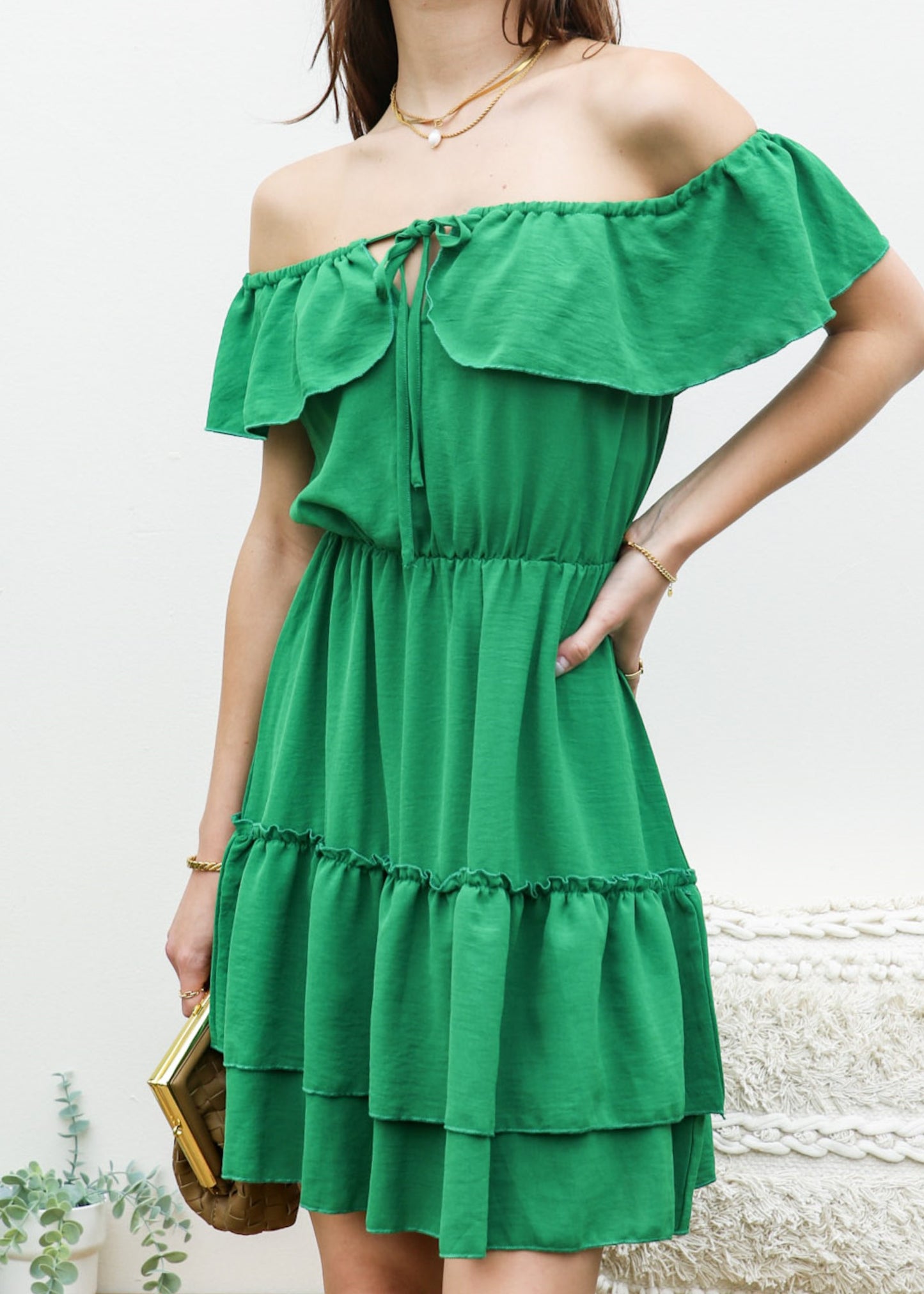 Ruffle Off-Shoulder Tiered Dress