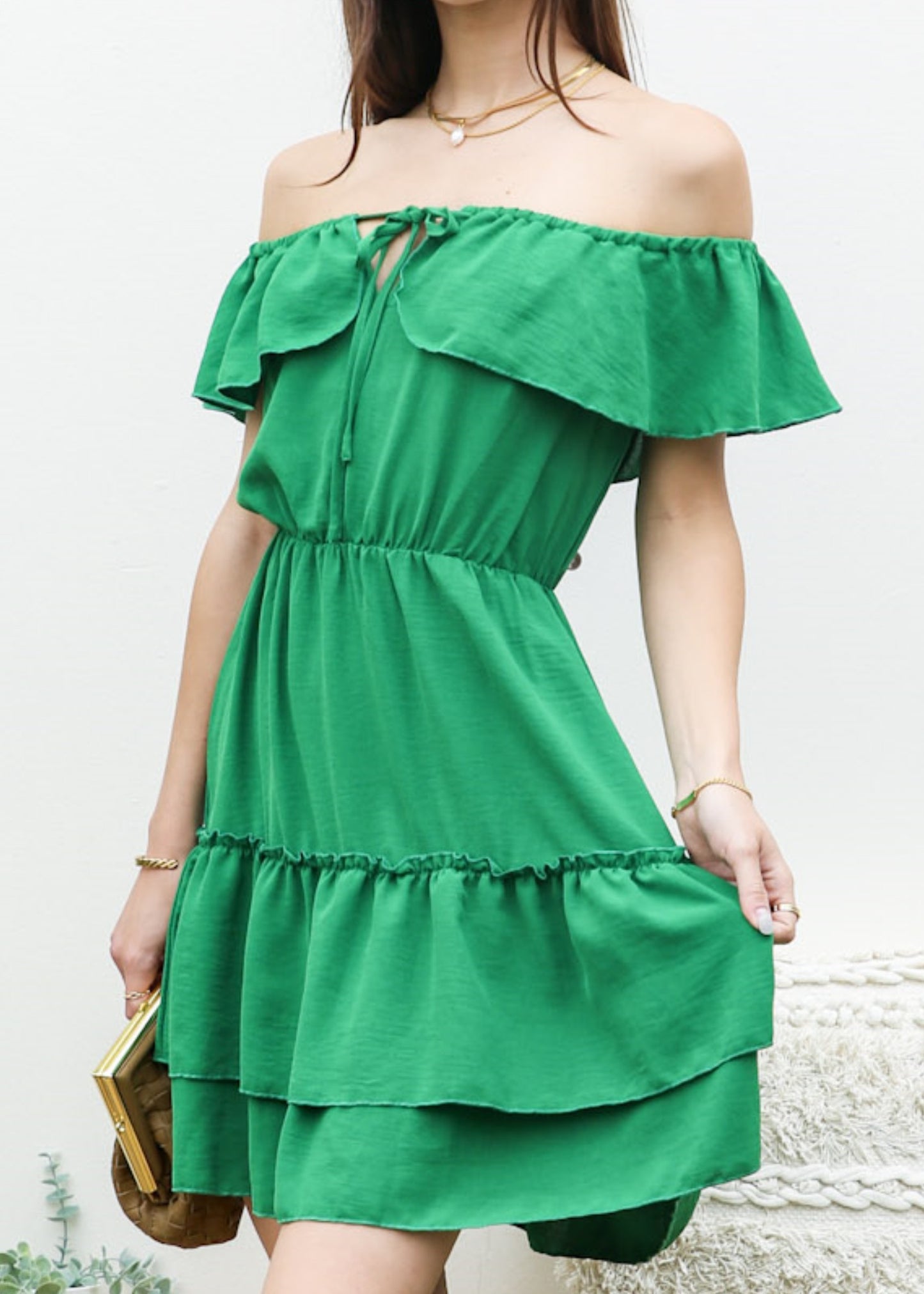Ruffle Off-Shoulder Tiered Dress