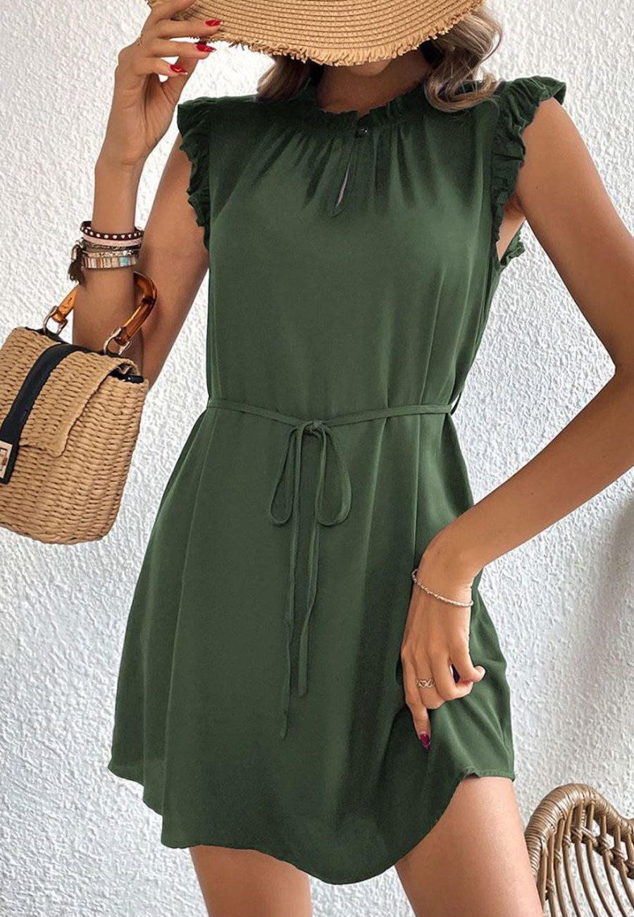 Vestido con abertura en la parte delantera en color liso