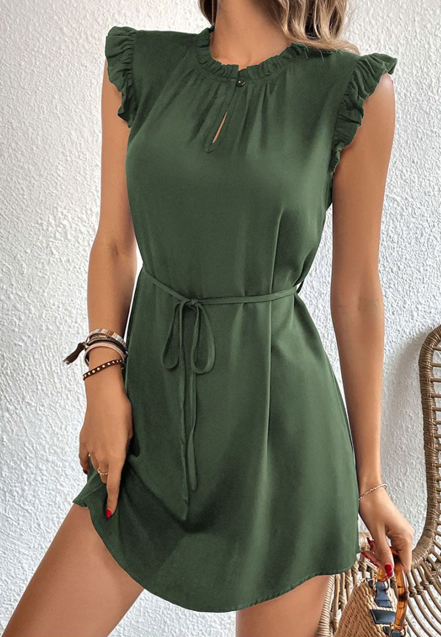 Vestido con abertura en la parte delantera en color liso