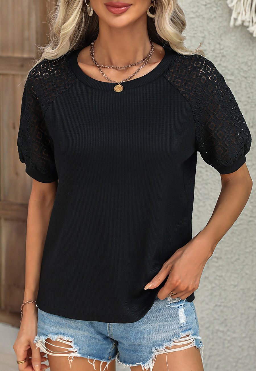 Geometric Mesh Lace Shirt