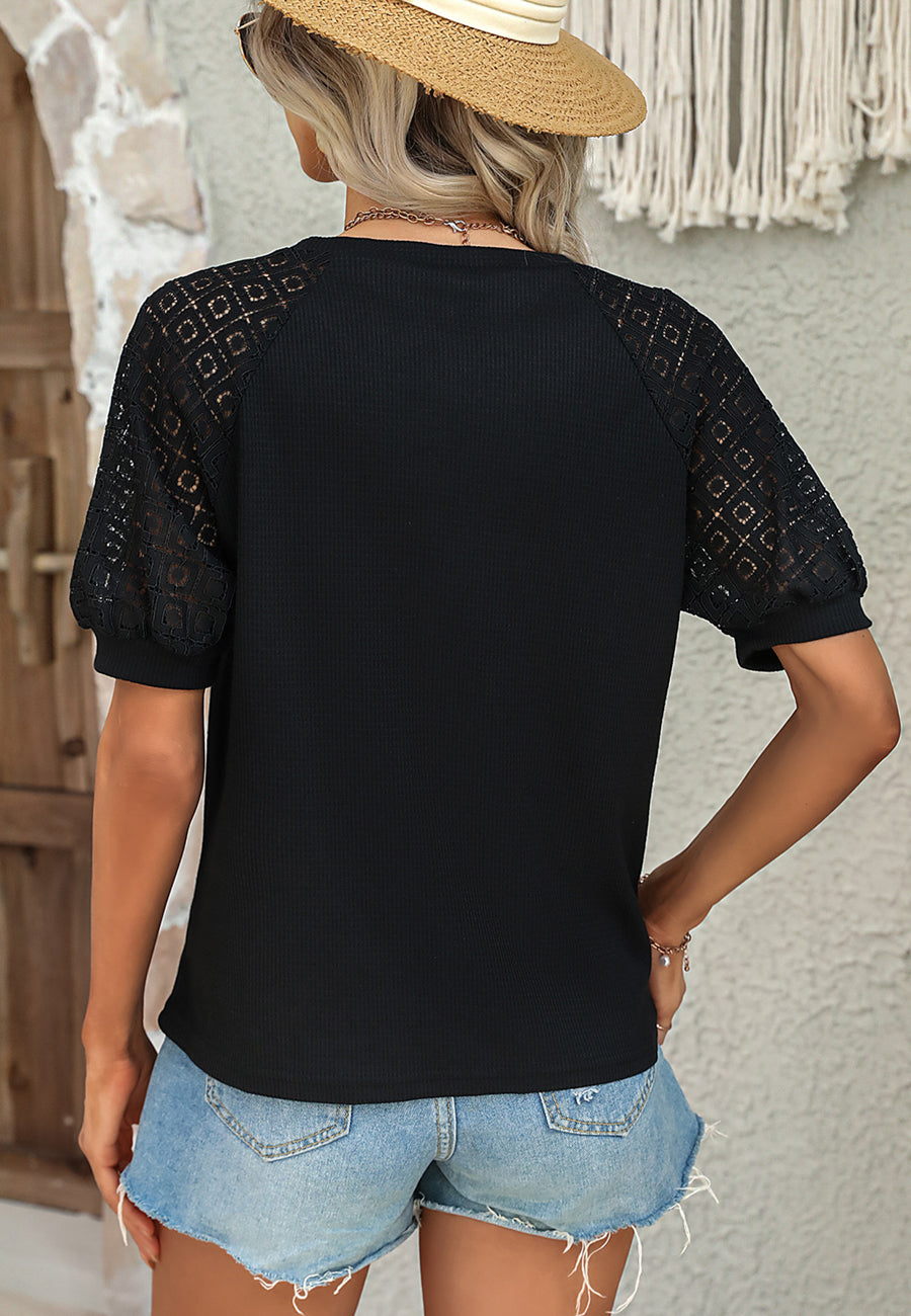 Geometric Mesh Lace Shirt