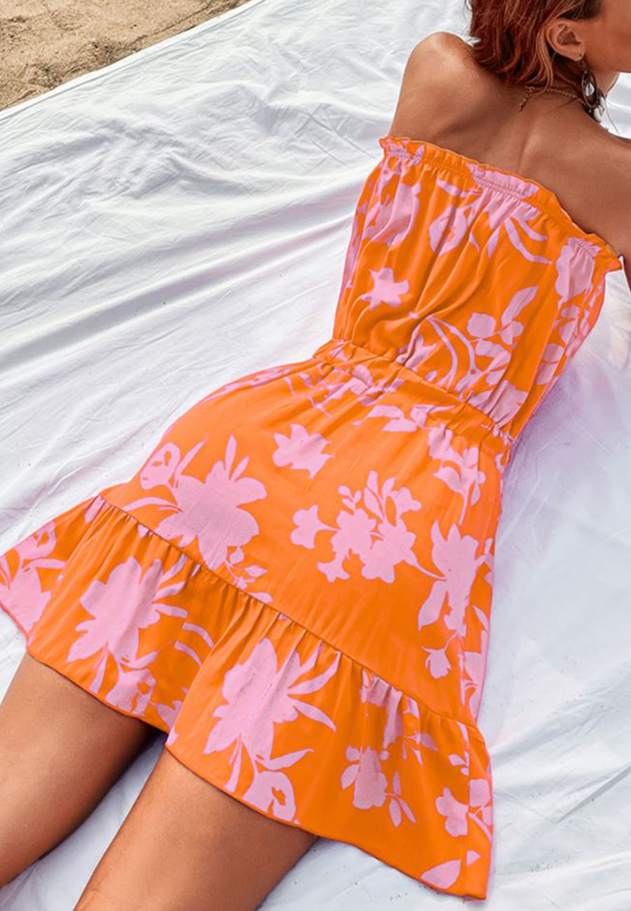 Button Front Strapless Dress