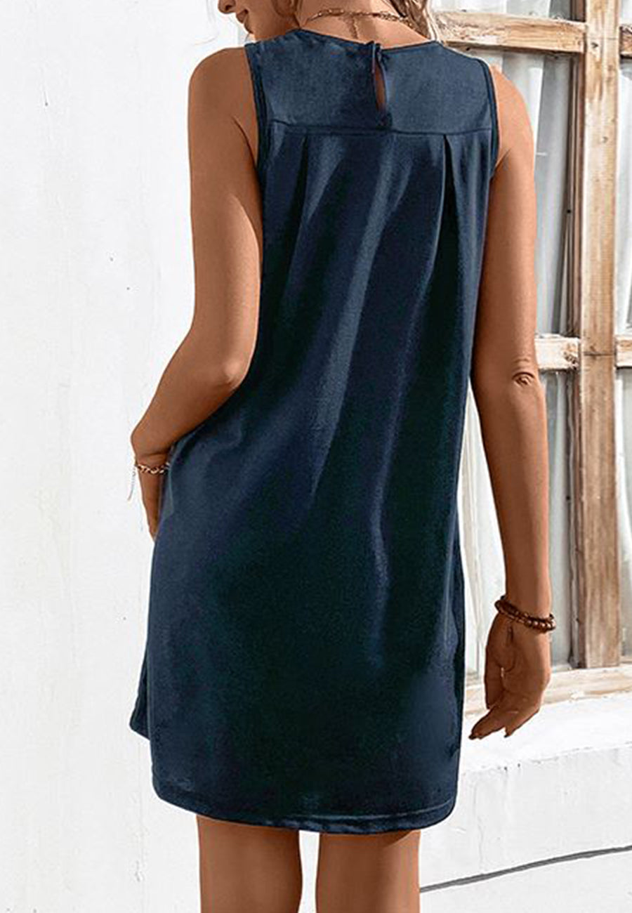 Solid Round Neck Shift Dress