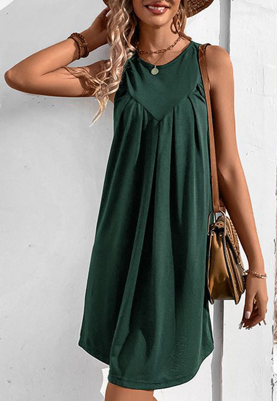 Solid Round Neck Shift Dress