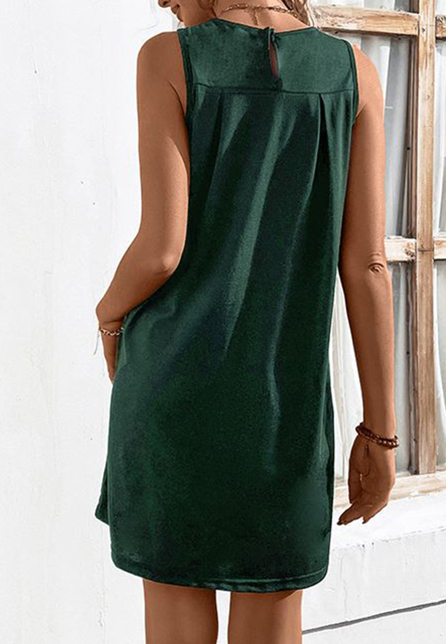 Solid Round Neck Shift Dress