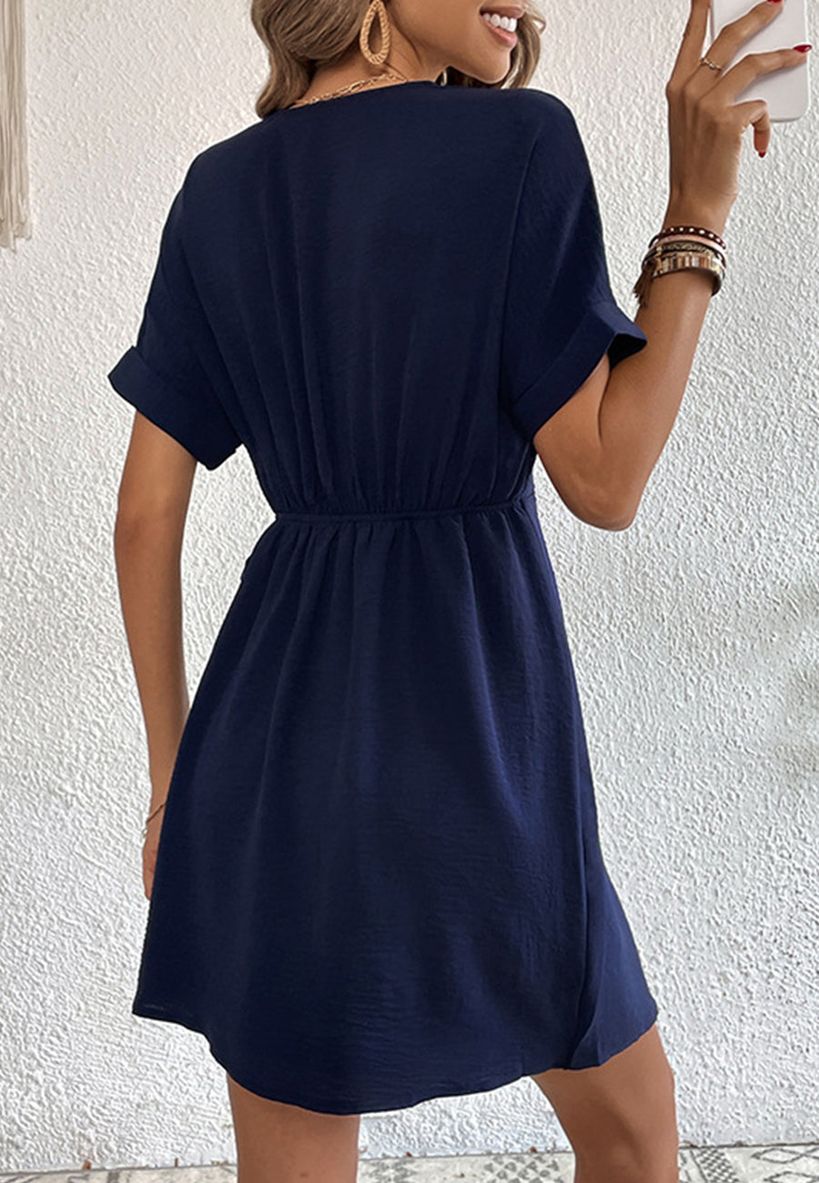 Classic Surplice Overlap Hem Dress