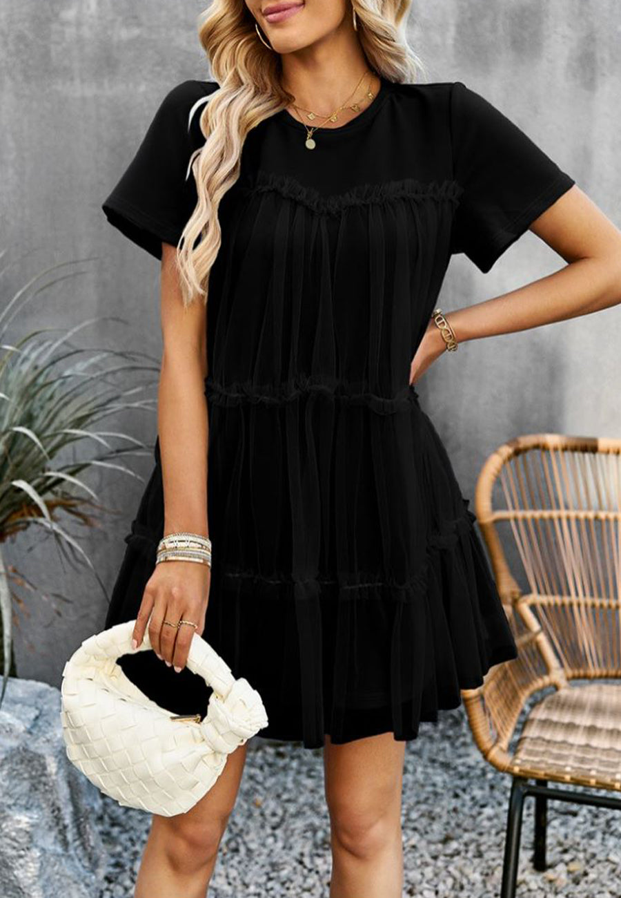 Vestido de tul con cuello redondo