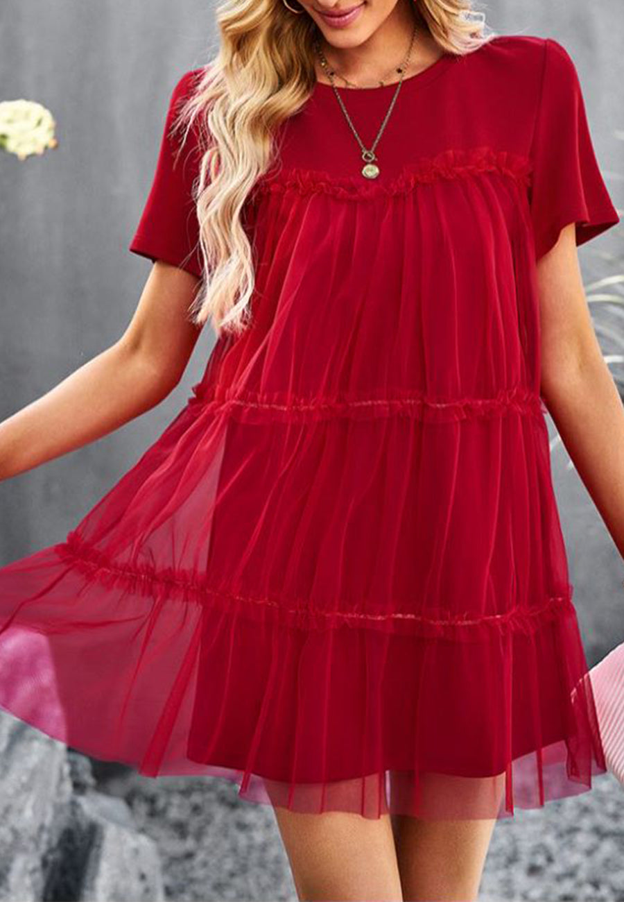 Vestido de tul con cuello redondo