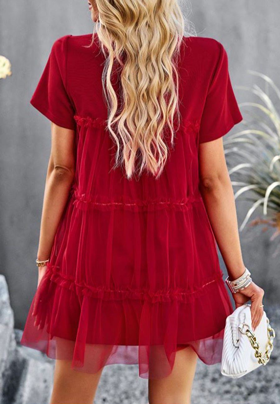 Vestido de tul con cuello redondo