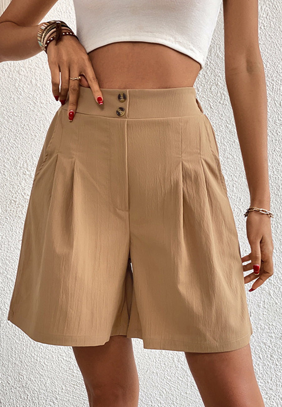 Bermudas plisadas con doble botón