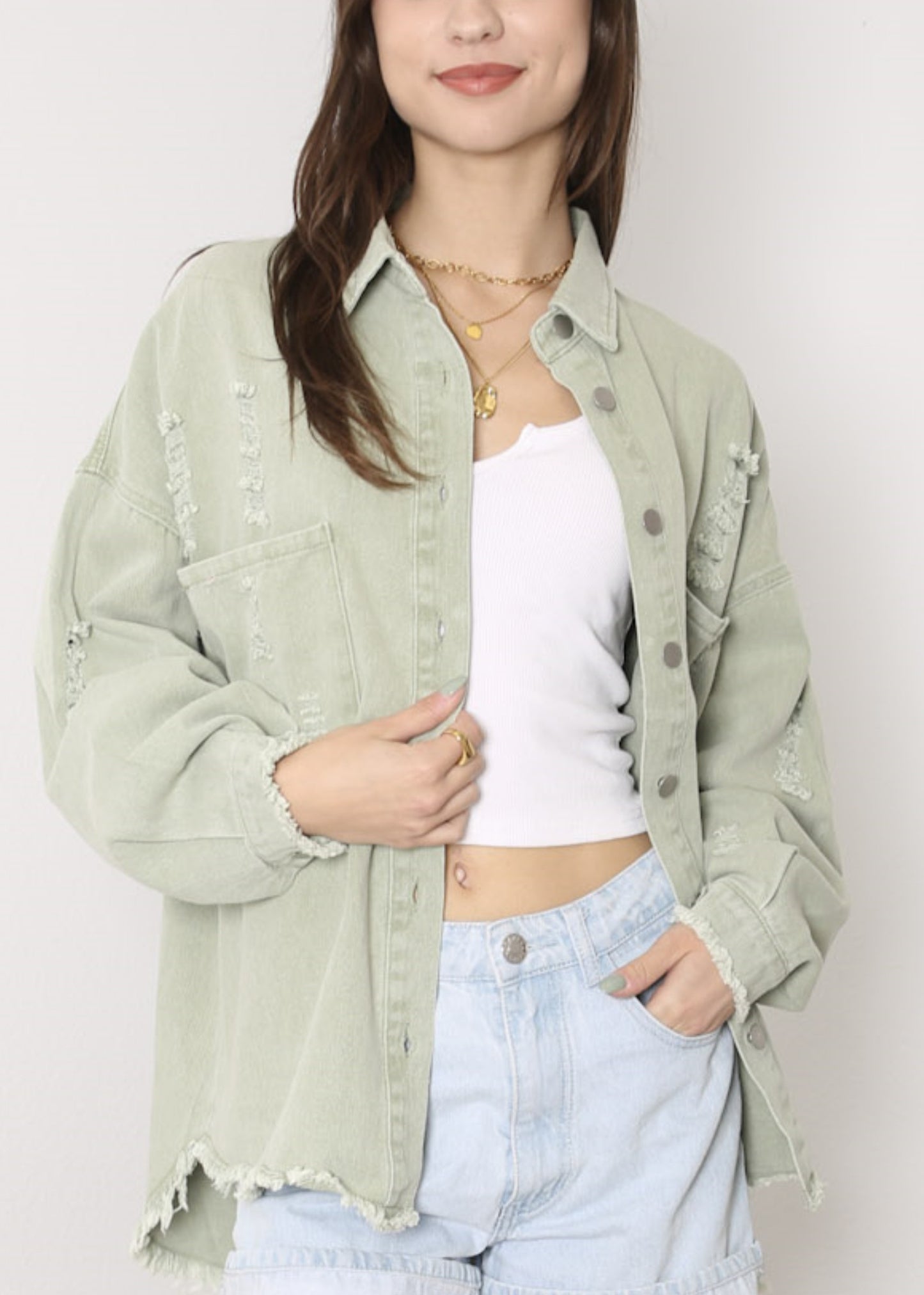 Chaqueta de mezclilla desgastada