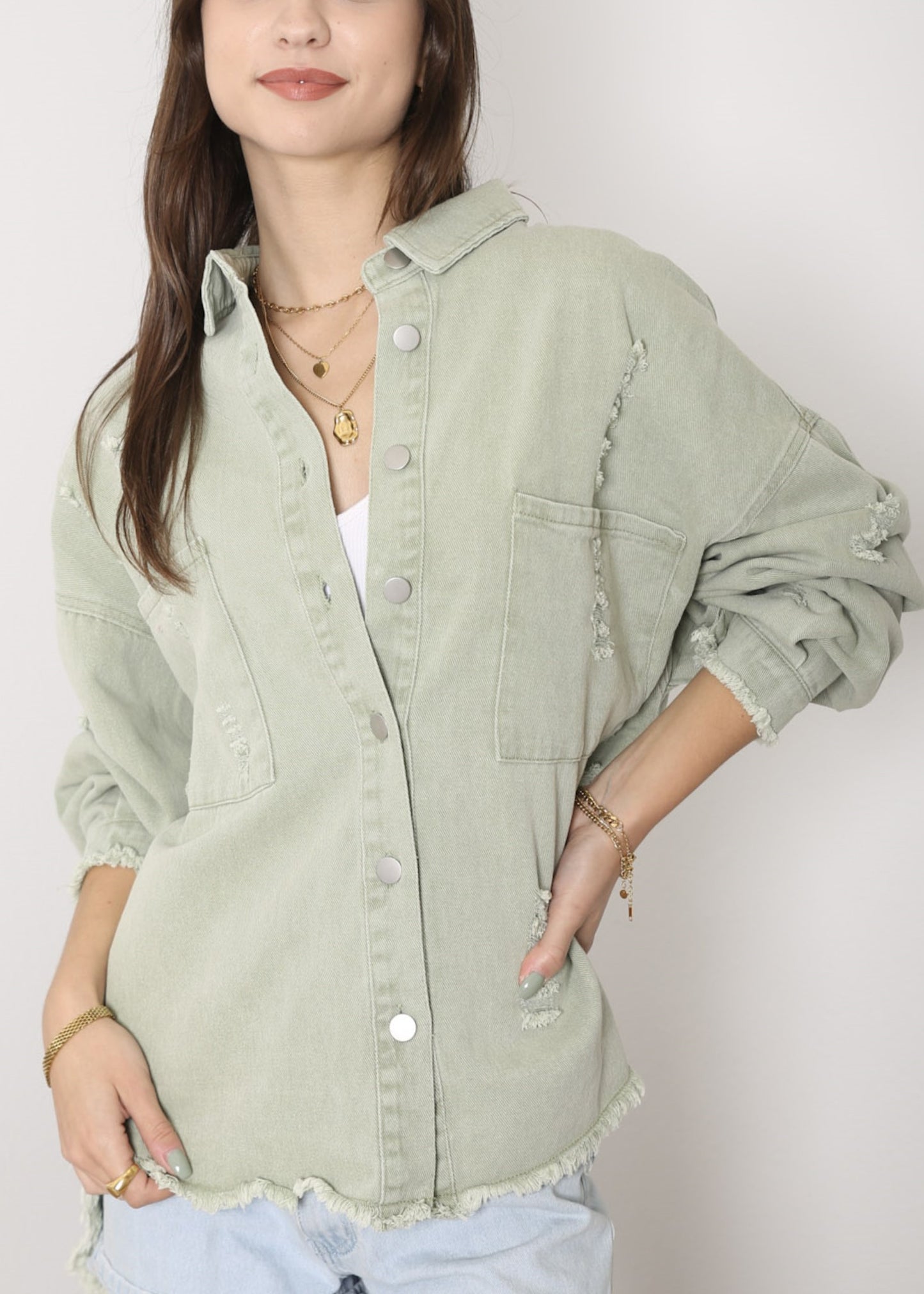 Chaqueta de mezclilla desgastada