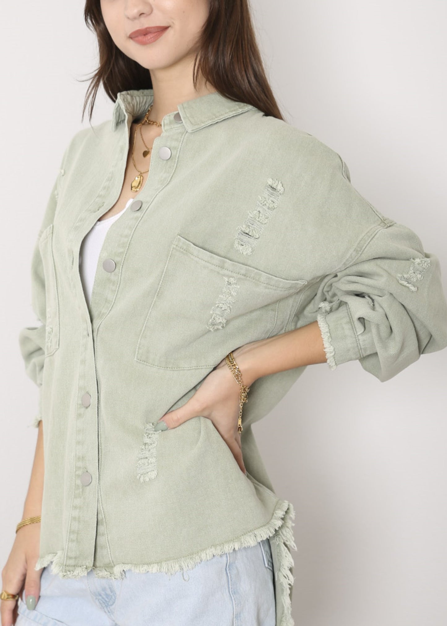 Chaqueta de mezclilla desgastada
