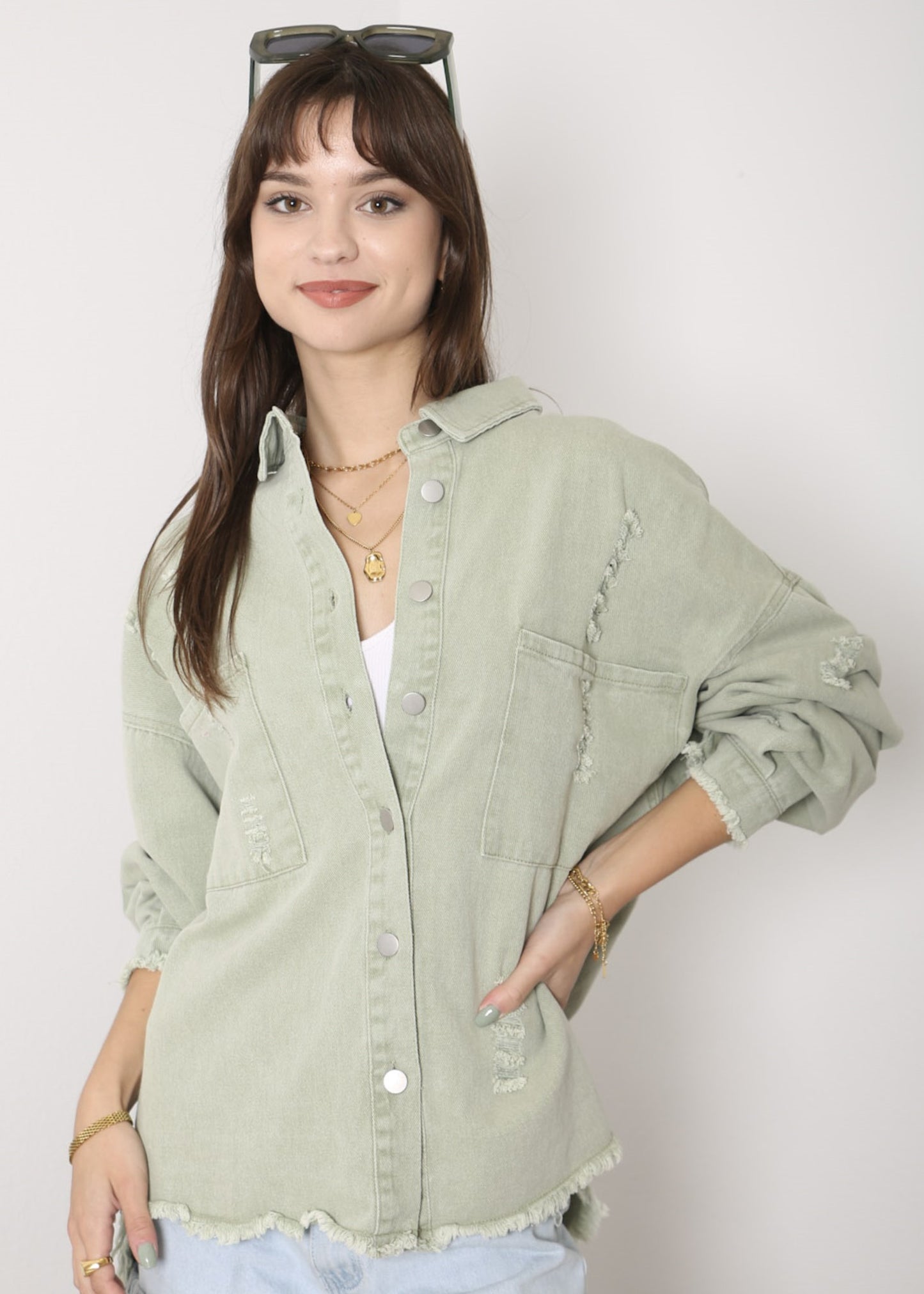 Chaqueta de mezclilla desgastada
