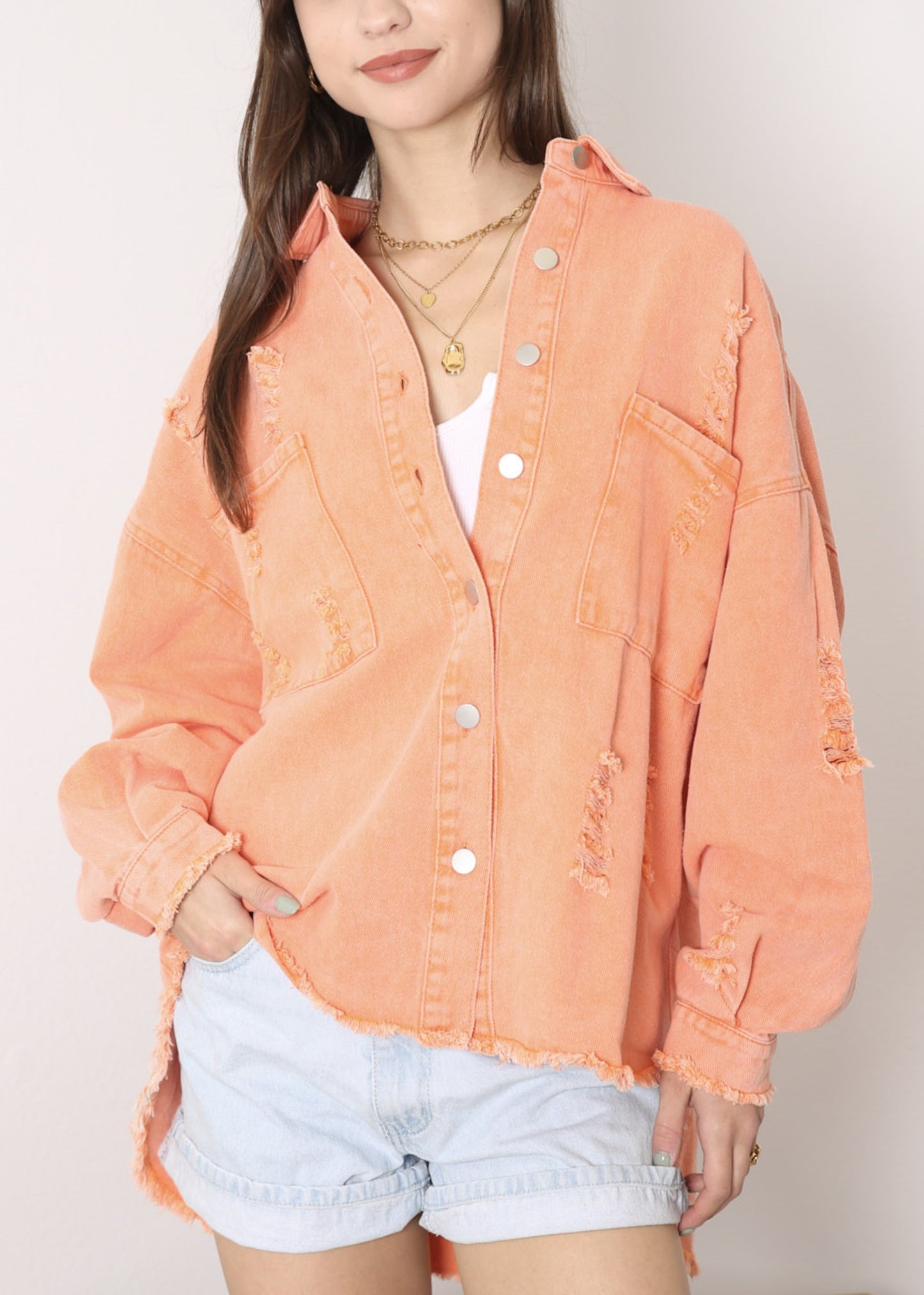 Chaqueta de mezclilla desgastada
