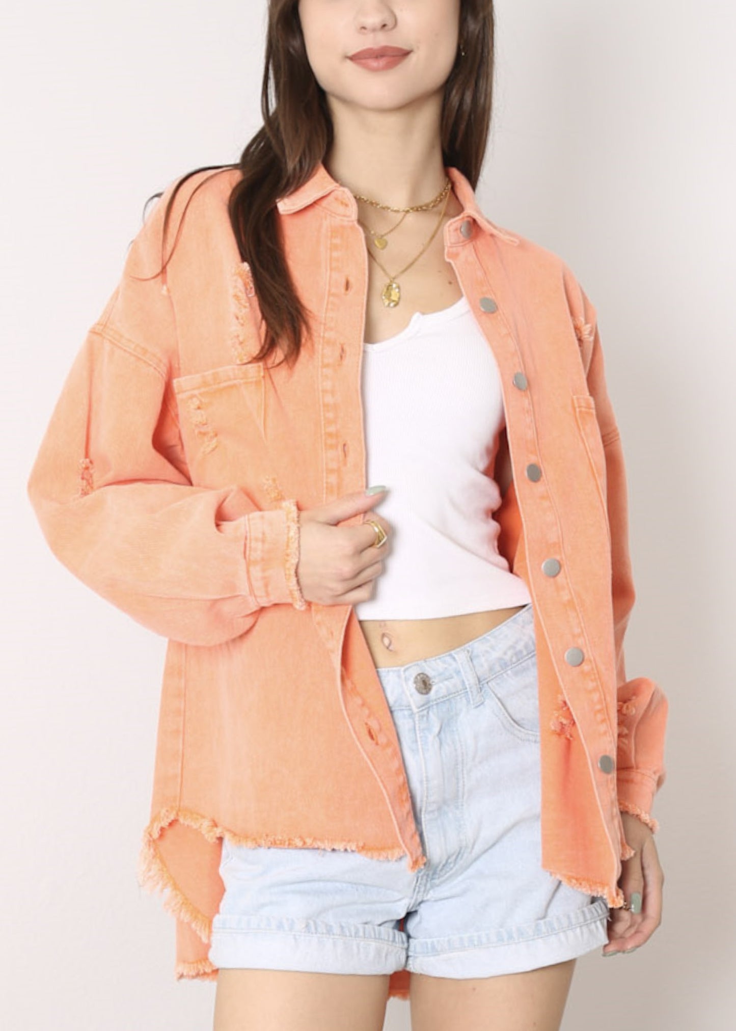 Chaqueta de mezclilla desgastada