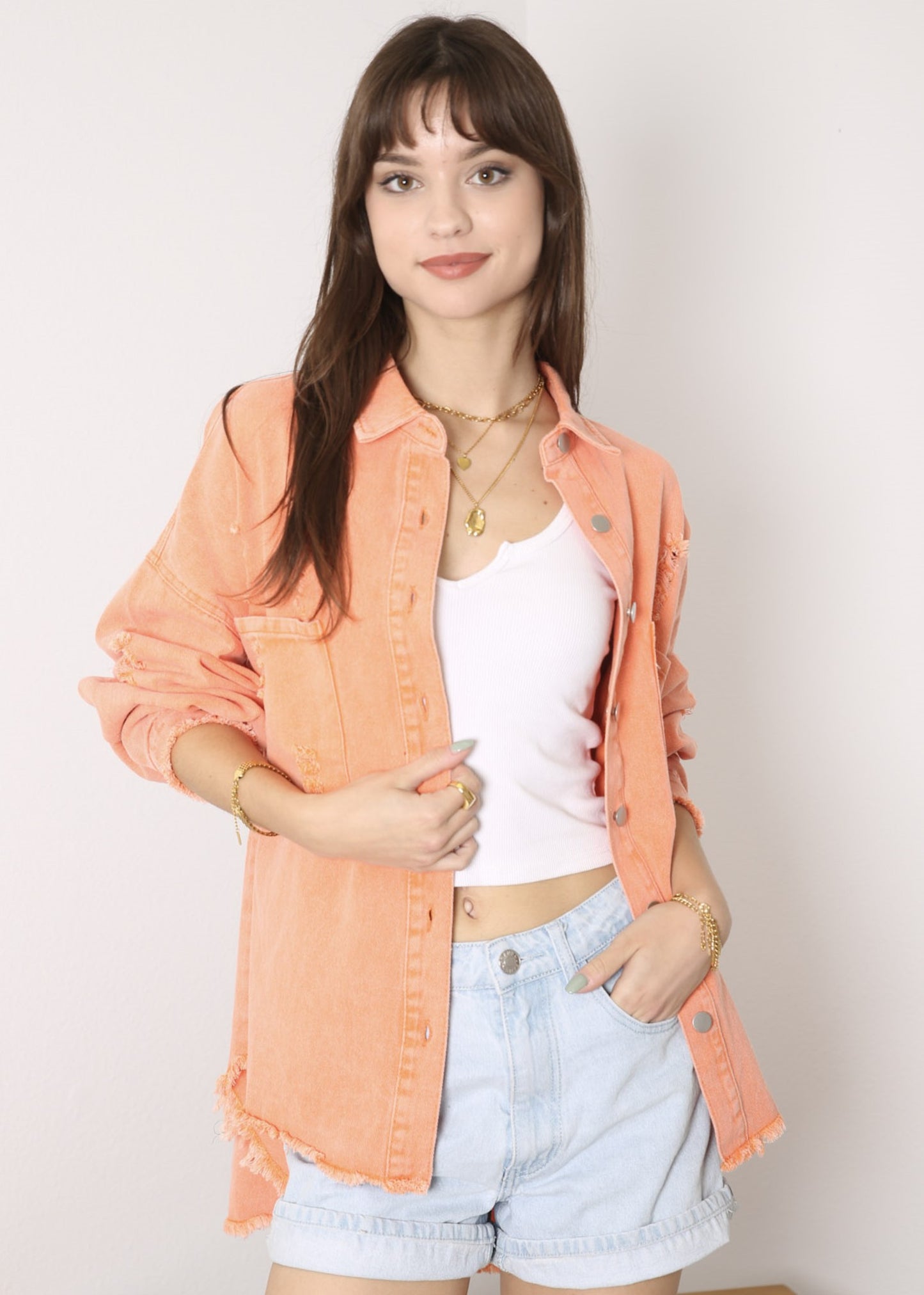 Chaqueta de mezclilla desgastada