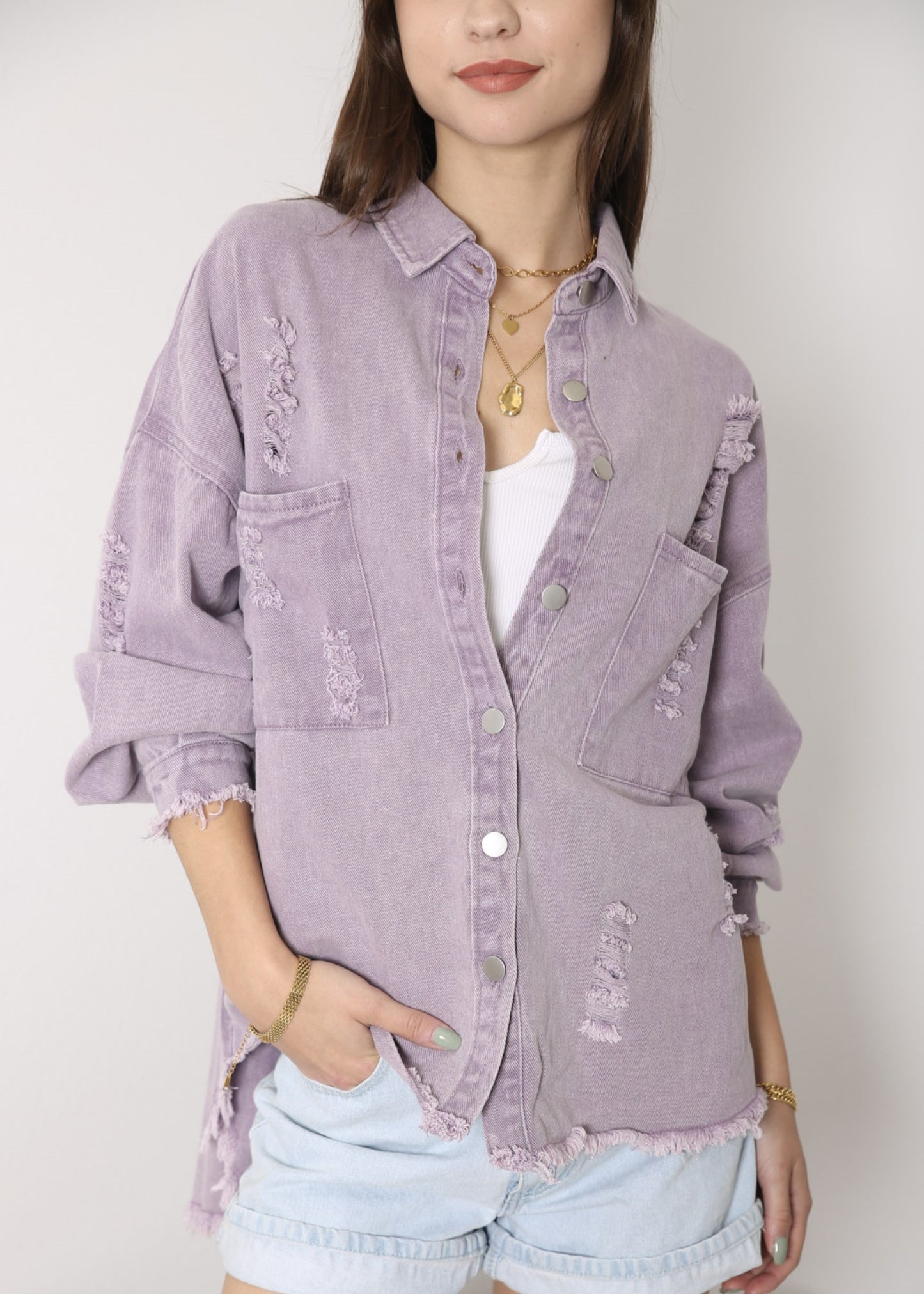 Chaqueta de mezclilla desgastada