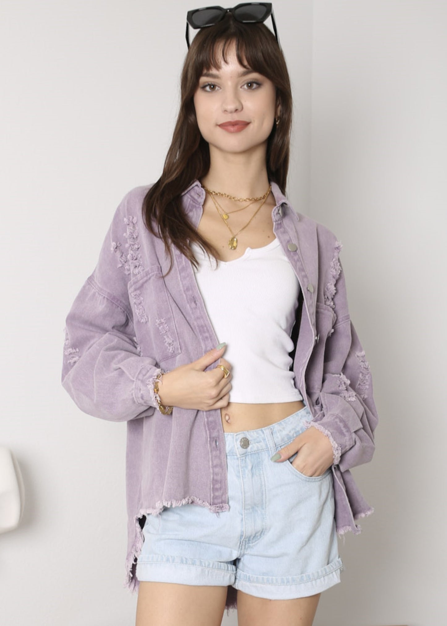 Chaqueta de mezclilla desgastada