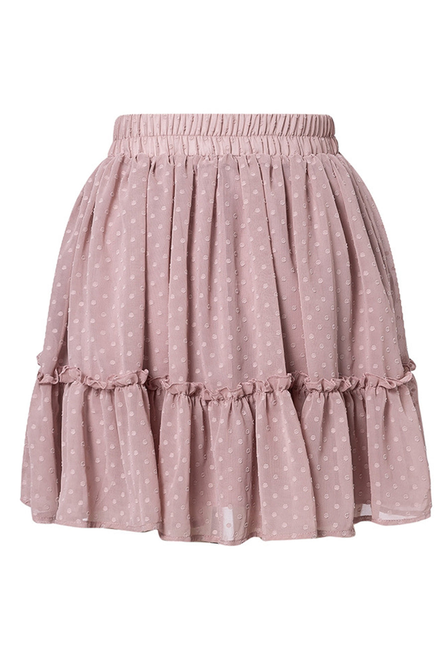 Falda de lunares suizos con lazo en la cintura y borlas