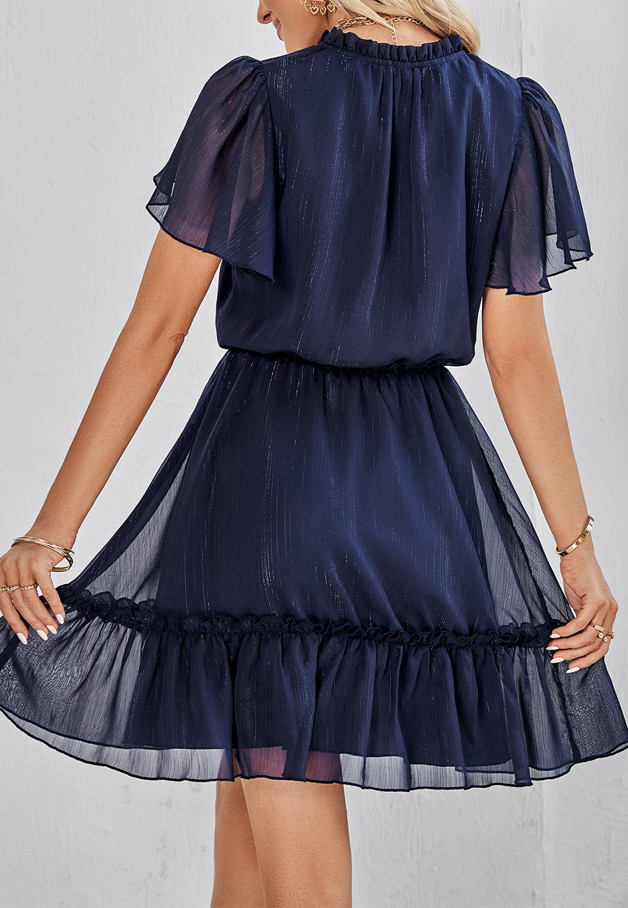 Tie Neck Shimmer Dress