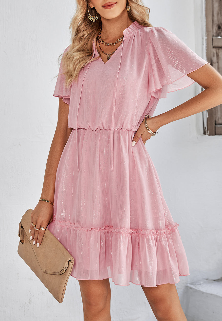 Tie Neck Shimmer Dress