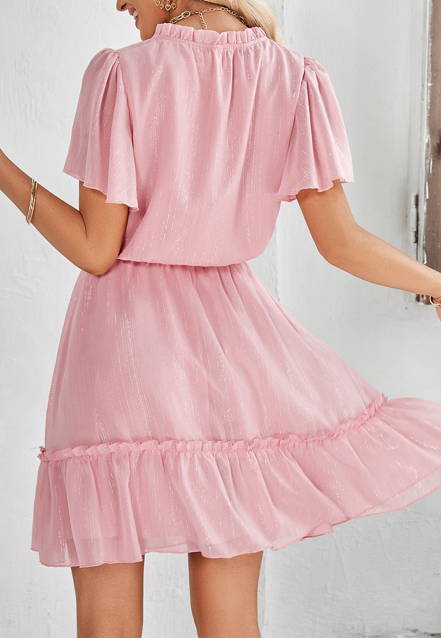 Tie Neck Shimmer Dress