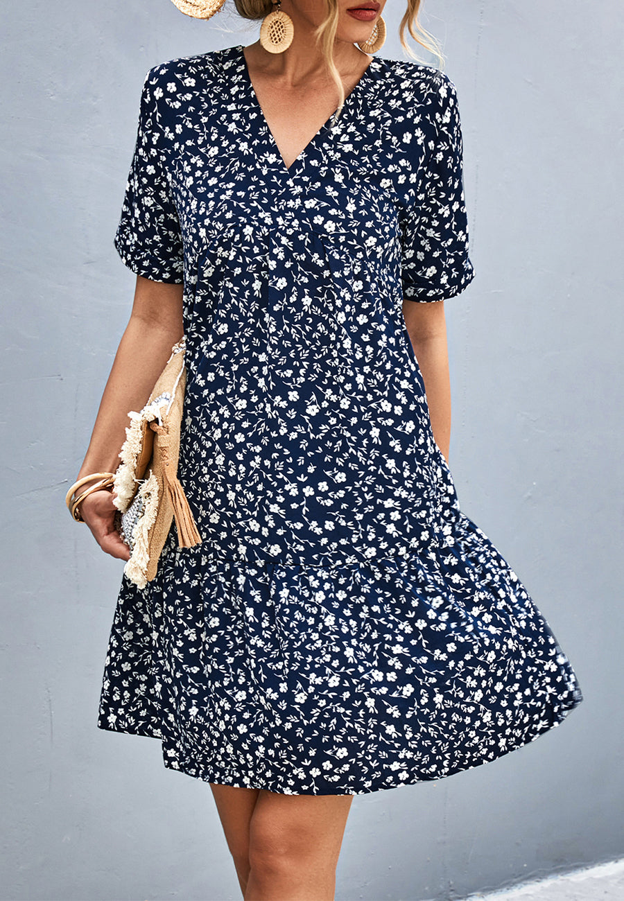 Vestido de corte imperio con estampado floral