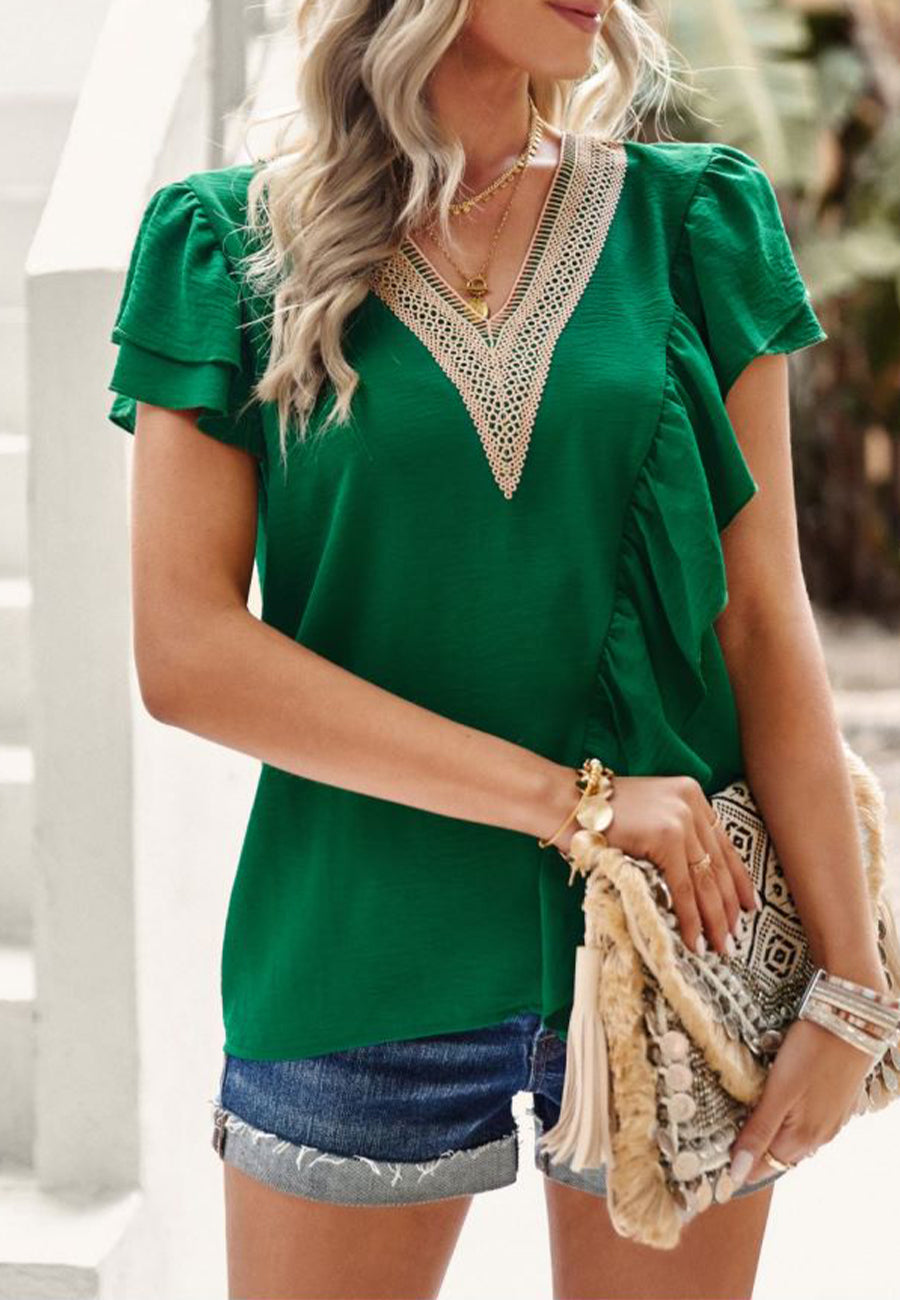 Asymmetrical Ruffle Front Blouse