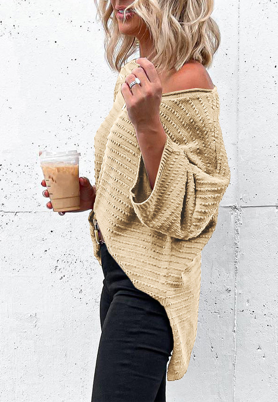 Drop Shoulder Textured Knit Shirt