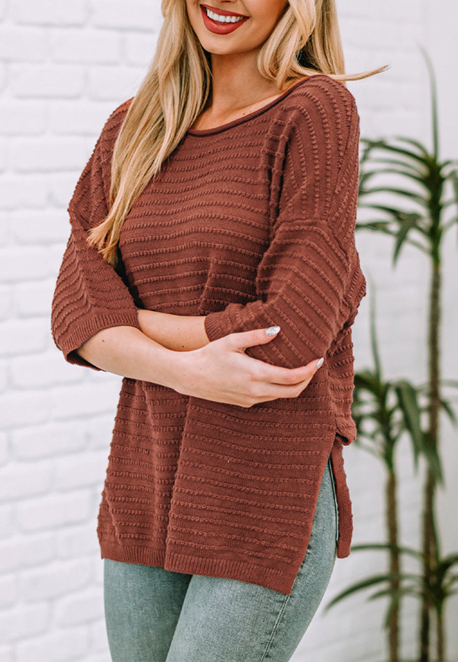 Drop Shoulder Textured Knit Shirt