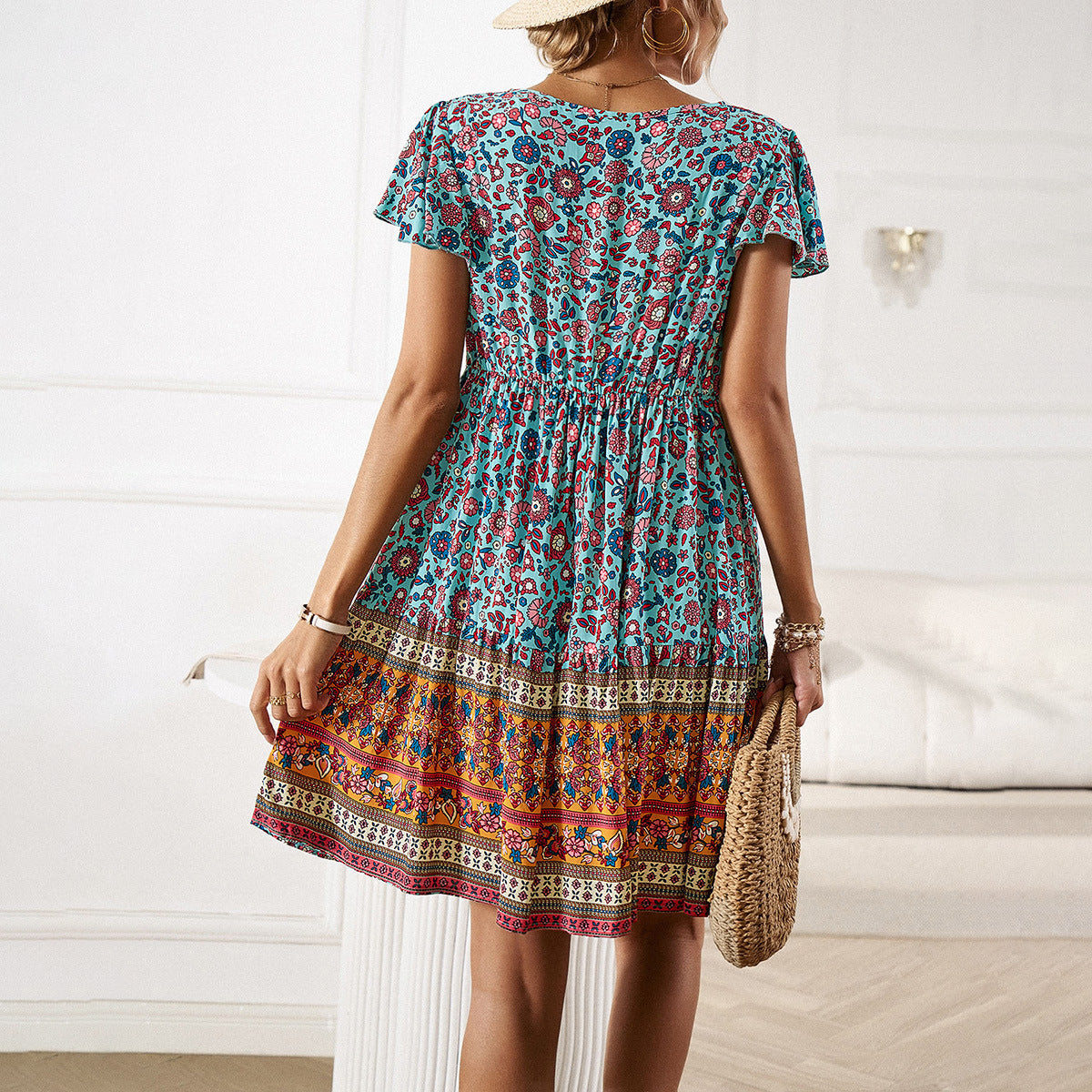Tassel Tie Neck Bohemian Dress
