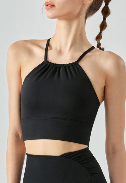 Top de cuello halter de color sólido