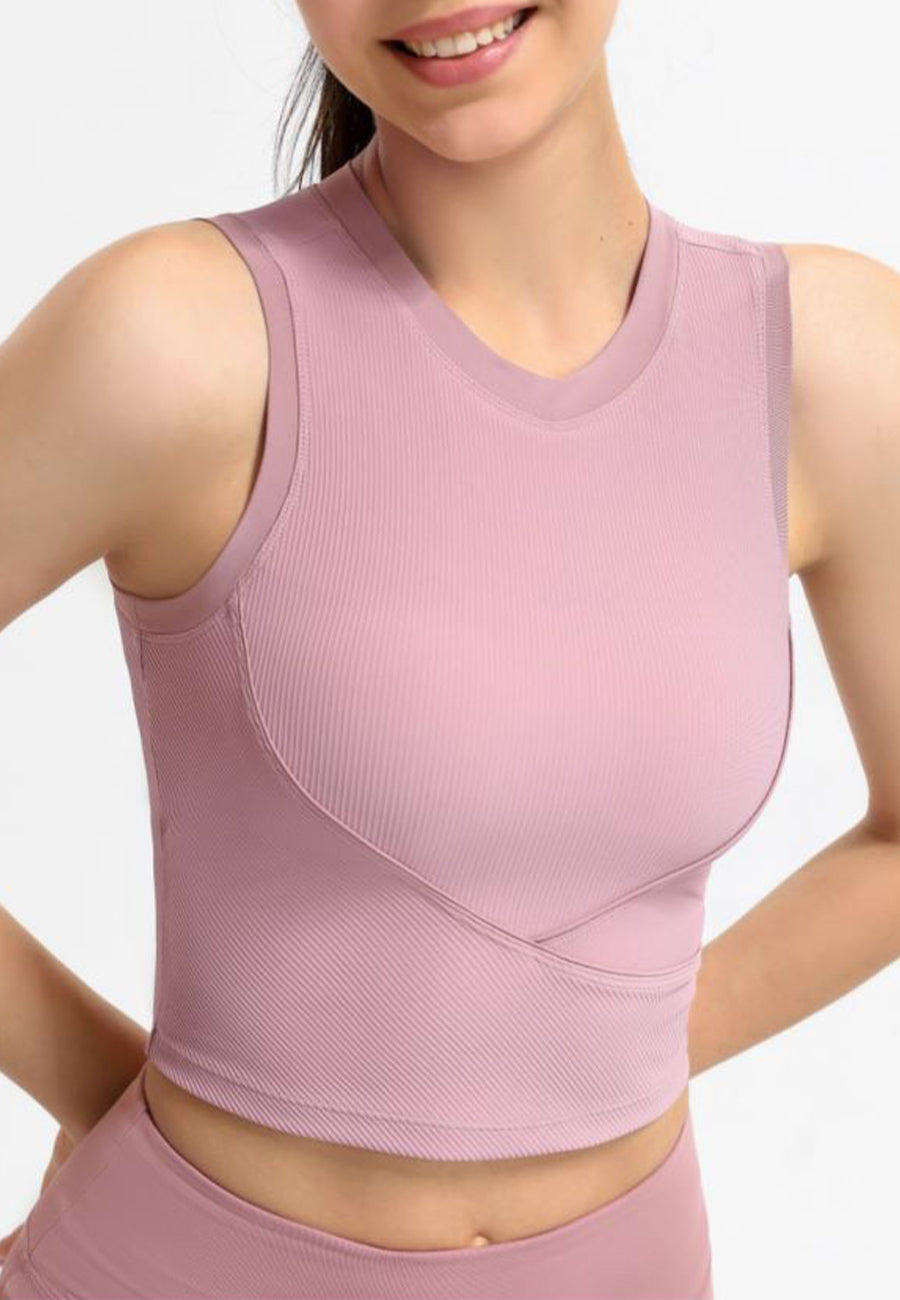 Round Neck Basic Cropped Tank