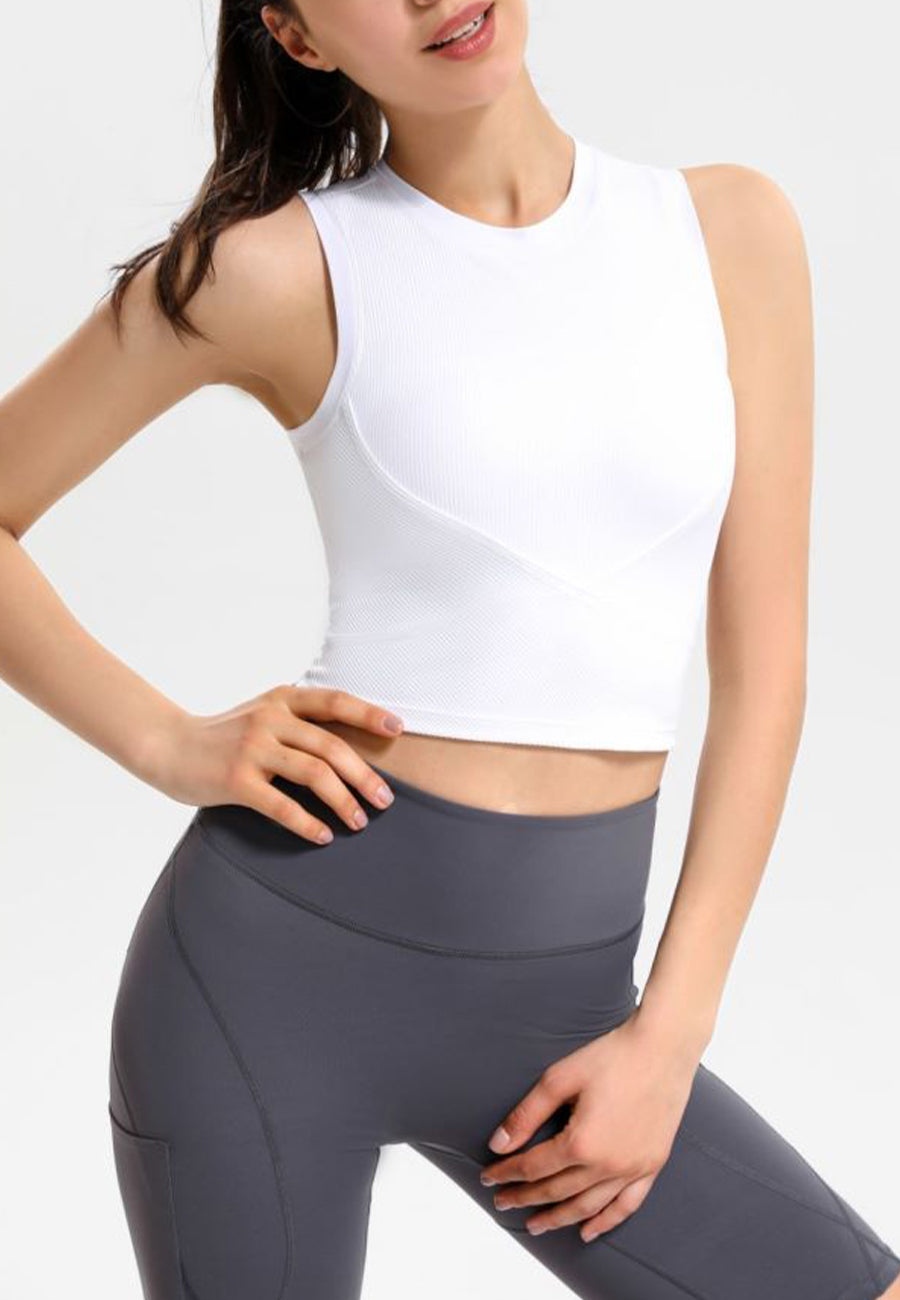 Round Neck Basic Cropped Tank