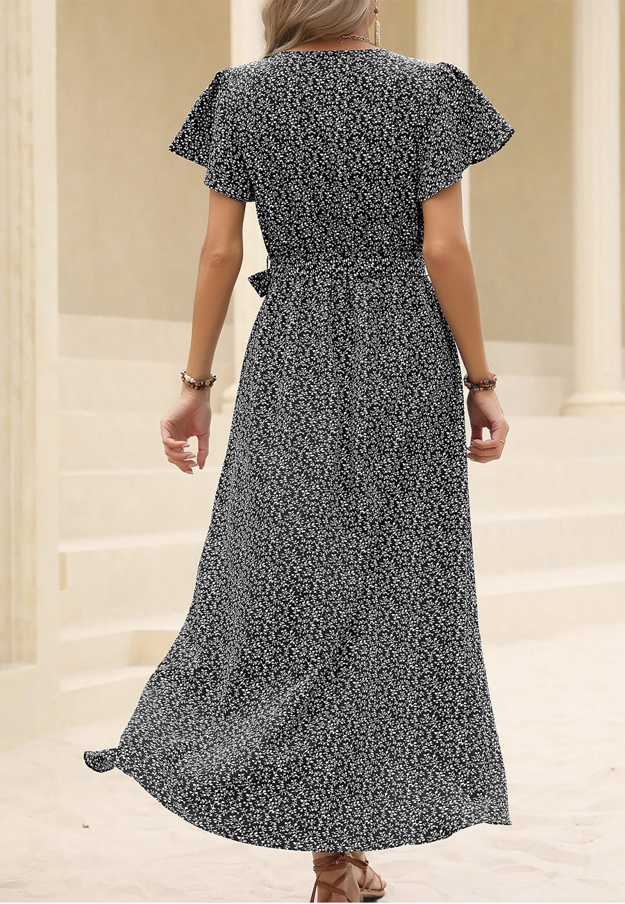 Vestido cruzado mini con estampado floral