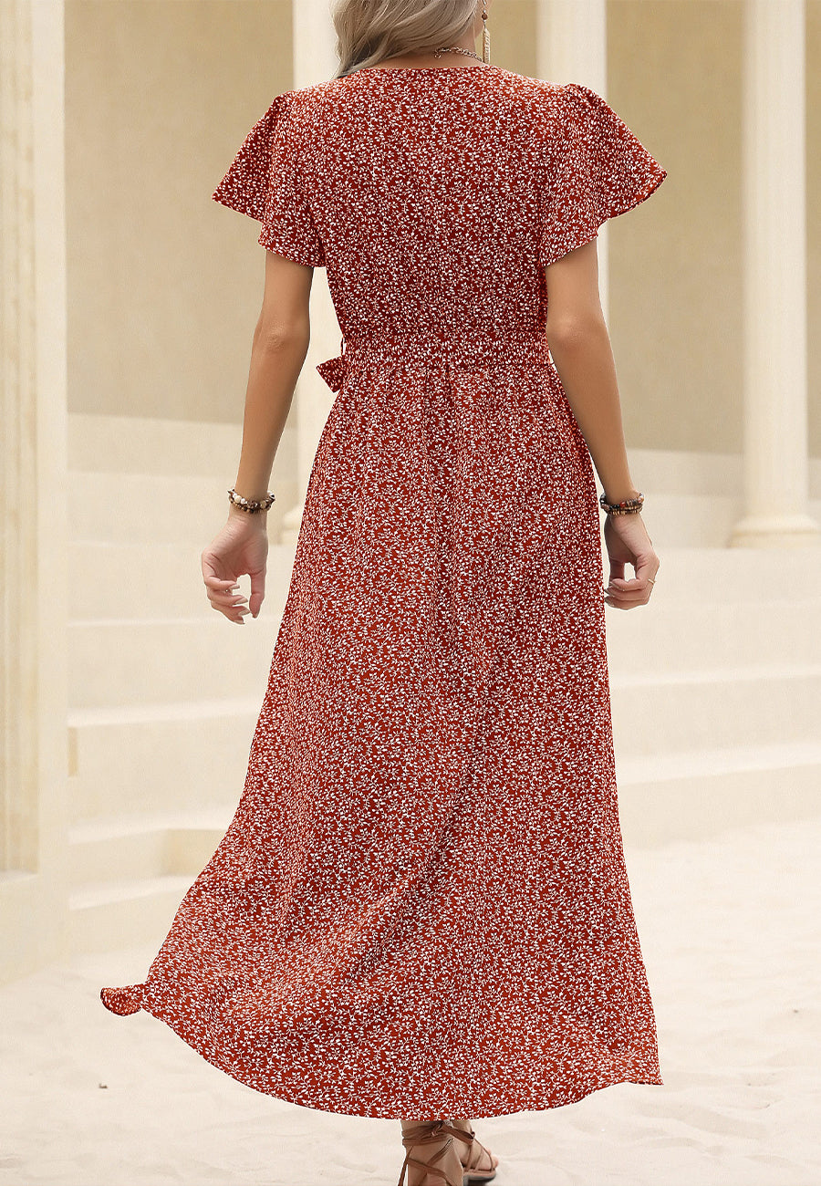 Vestido cruzado mini con estampado floral