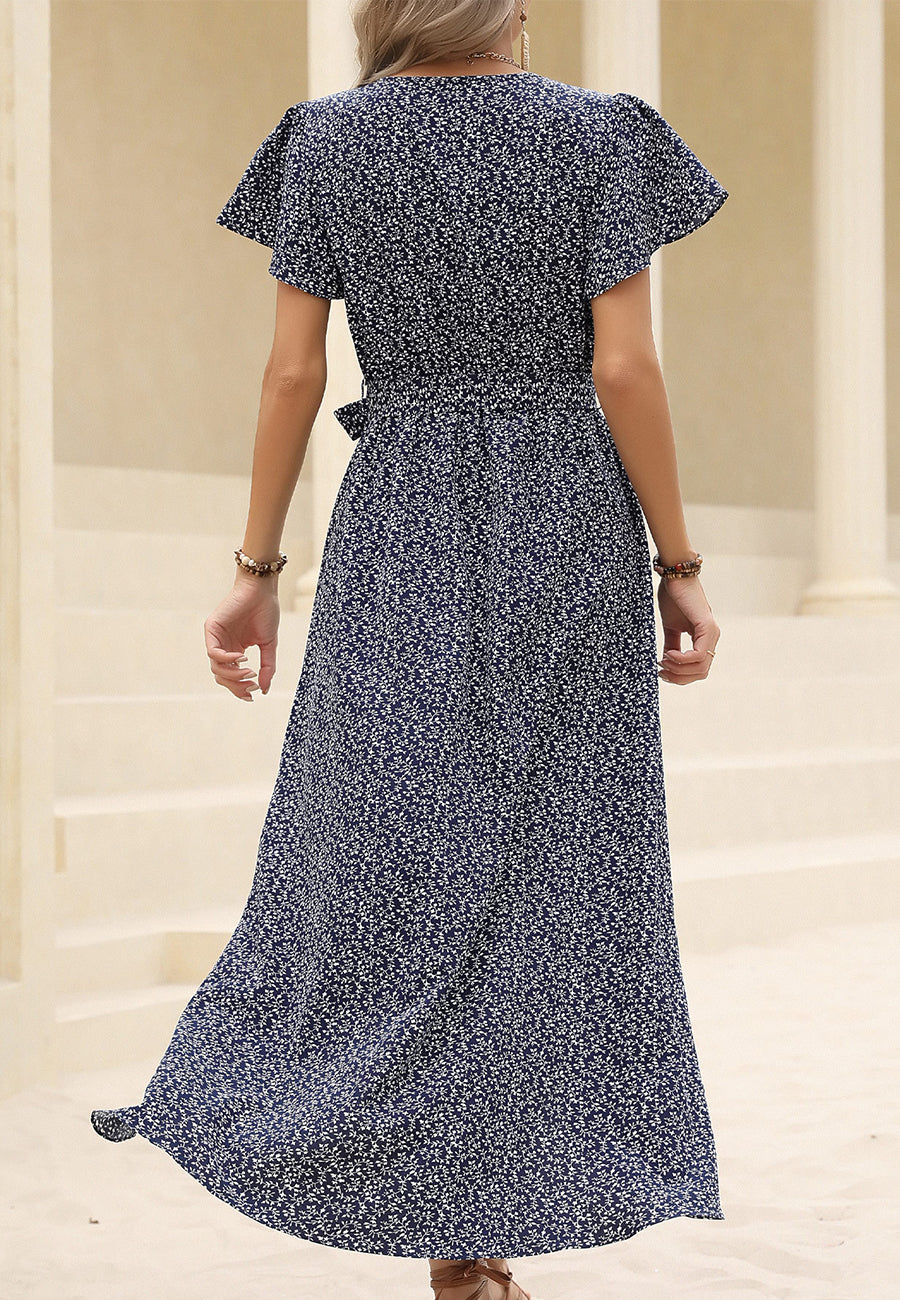 Vestido cruzado mini con estampado floral