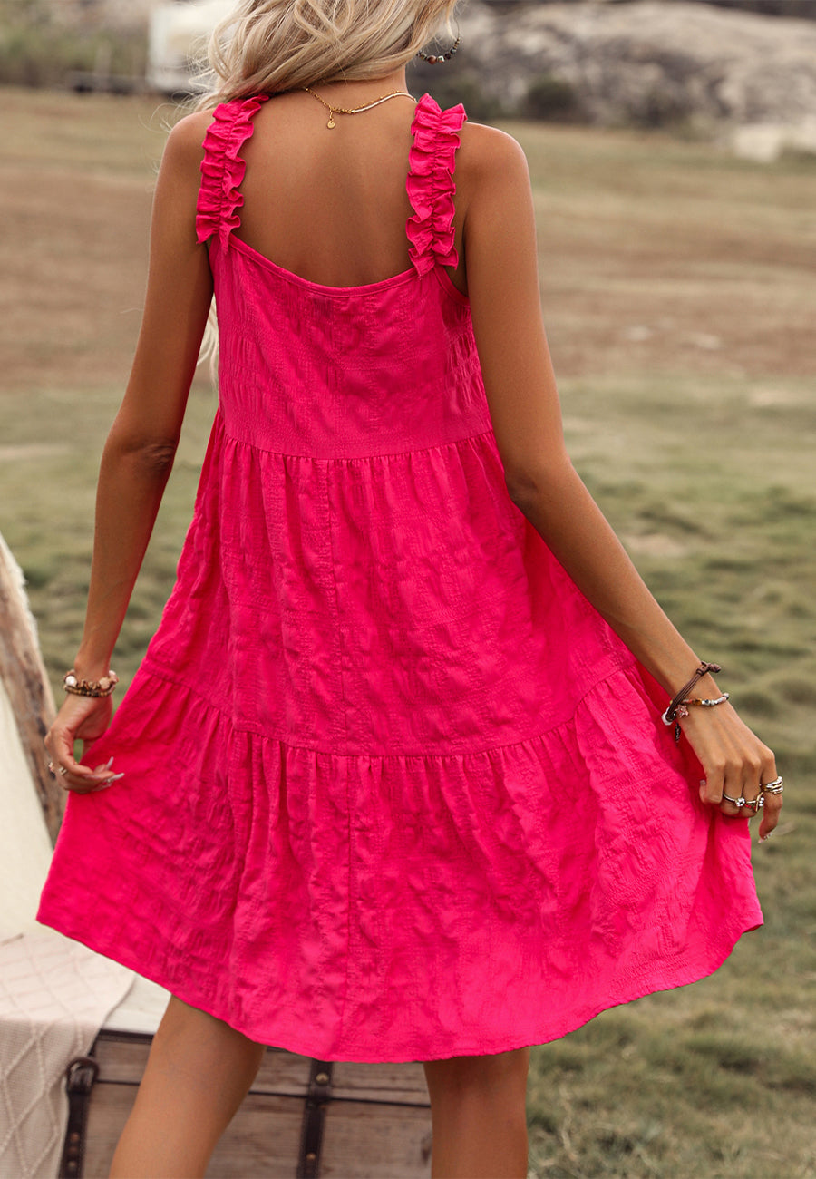 Vestido de verano con escote redondo y volantes