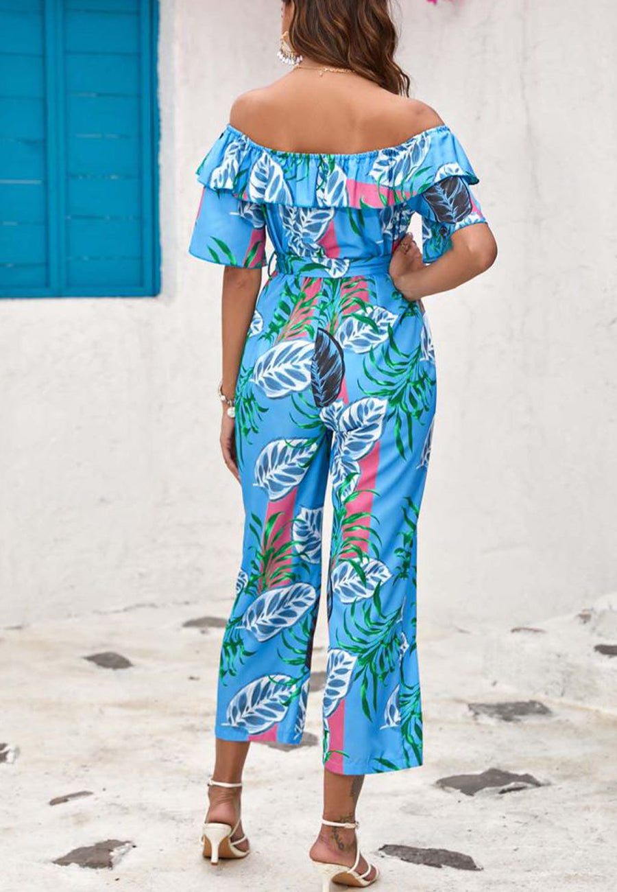 Tropical Floral Off-Shoulder Jumpsuit