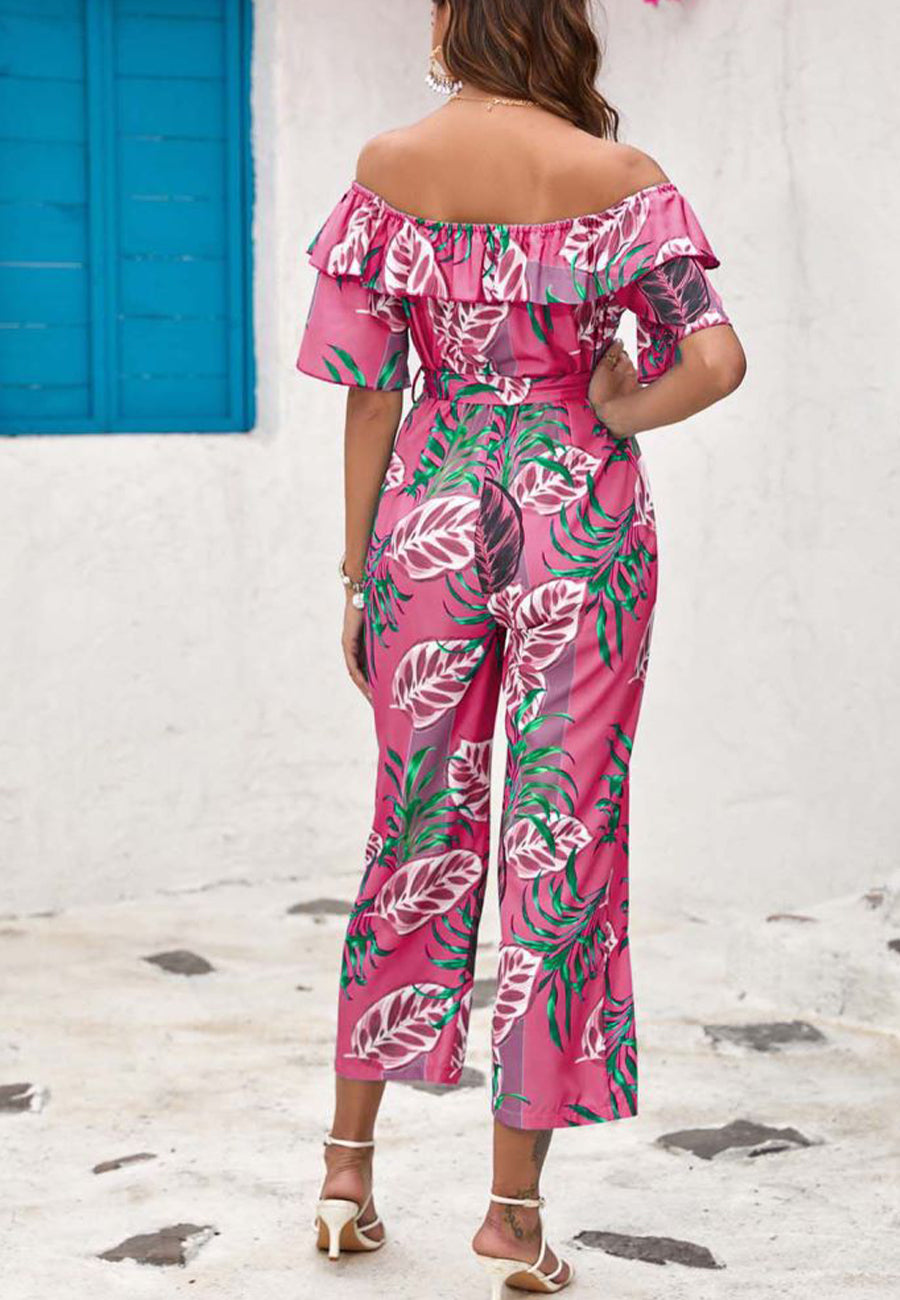 Tropical Floral Off-Shoulder Jumpsuit